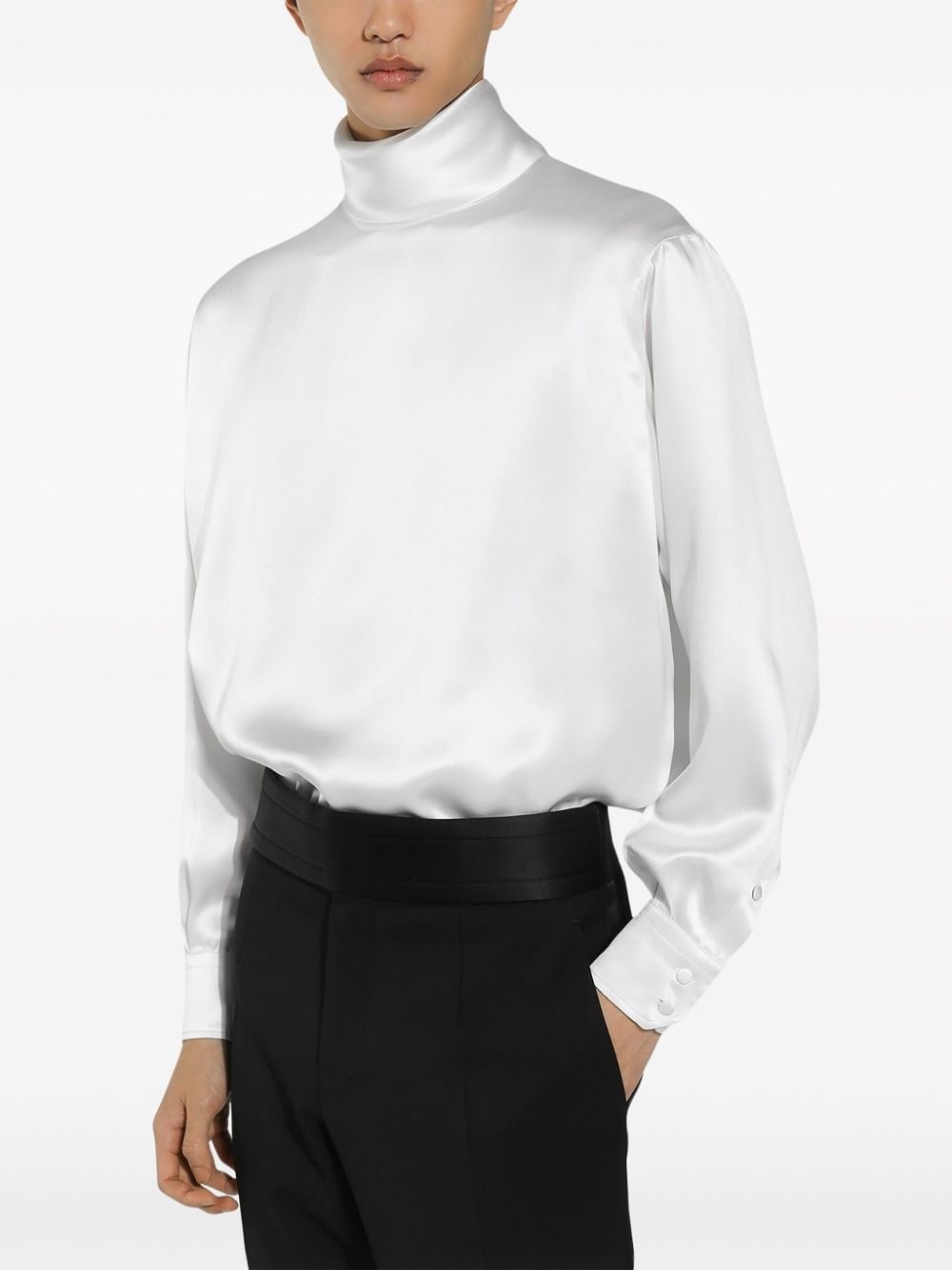 high-neck silk shirt - 5