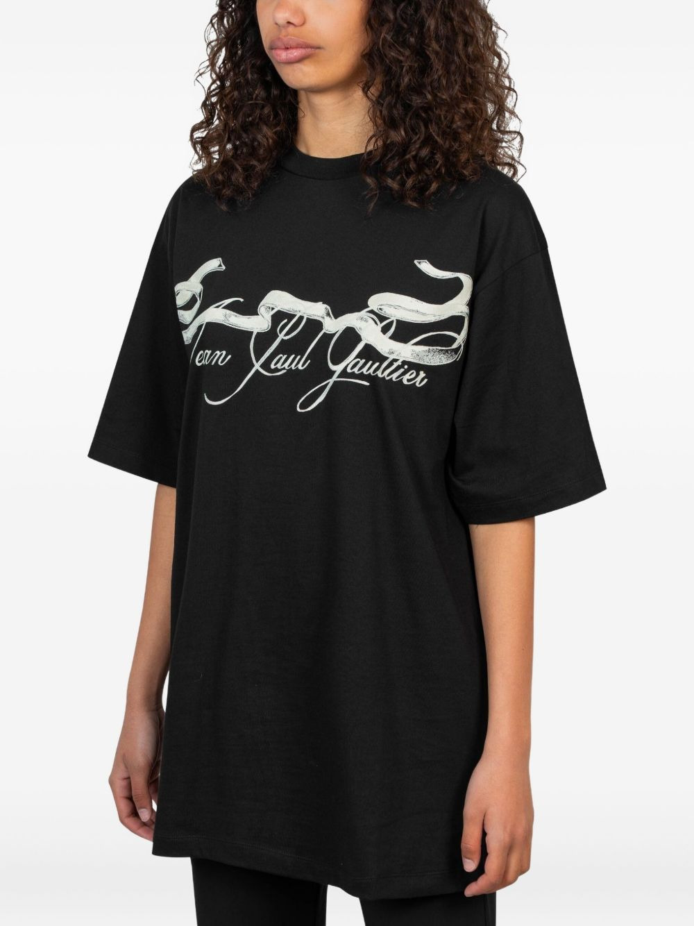 ribbon-print spray-effect t-shirt - 2