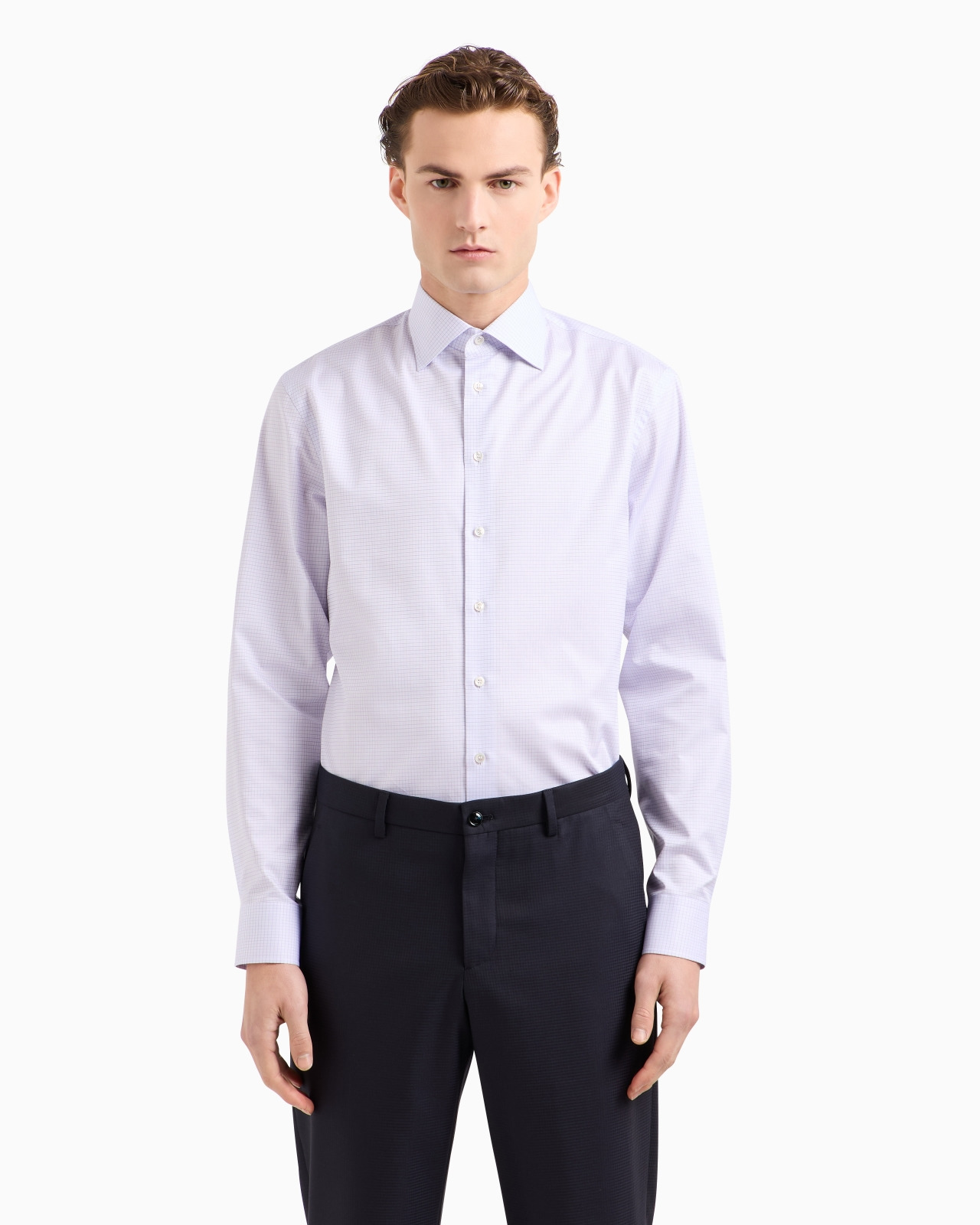 REGULAR-FIT SHIRT IN MICRO-CHECK LUXURY COTTON - 4