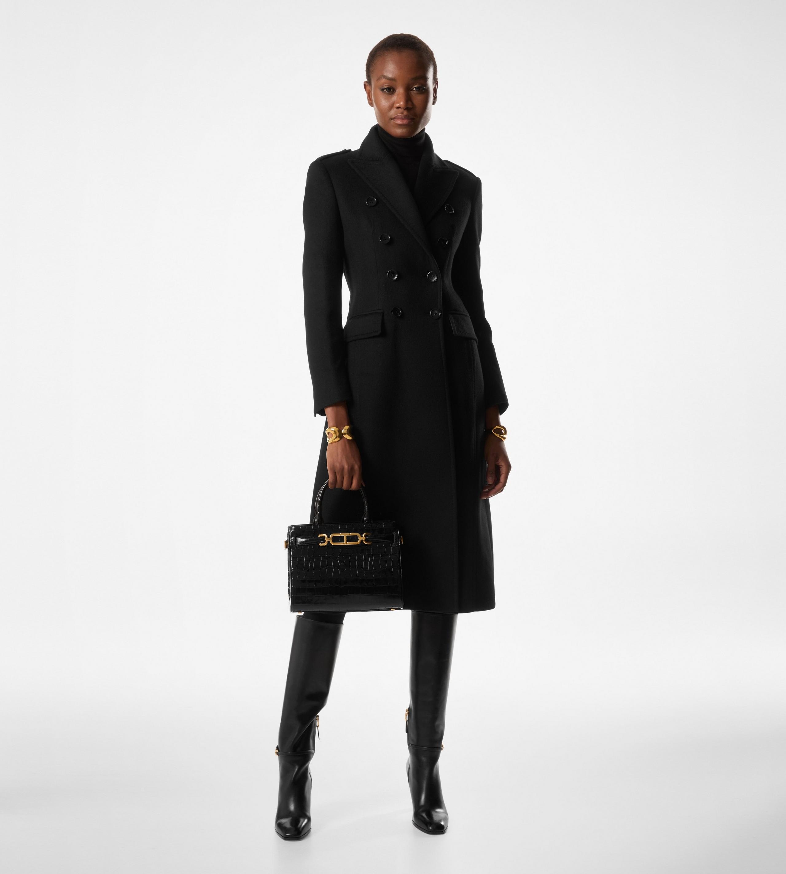 BRUSHED COMPACT CASHMERE DOUBLE BREASTED MILITARY COAT - 2