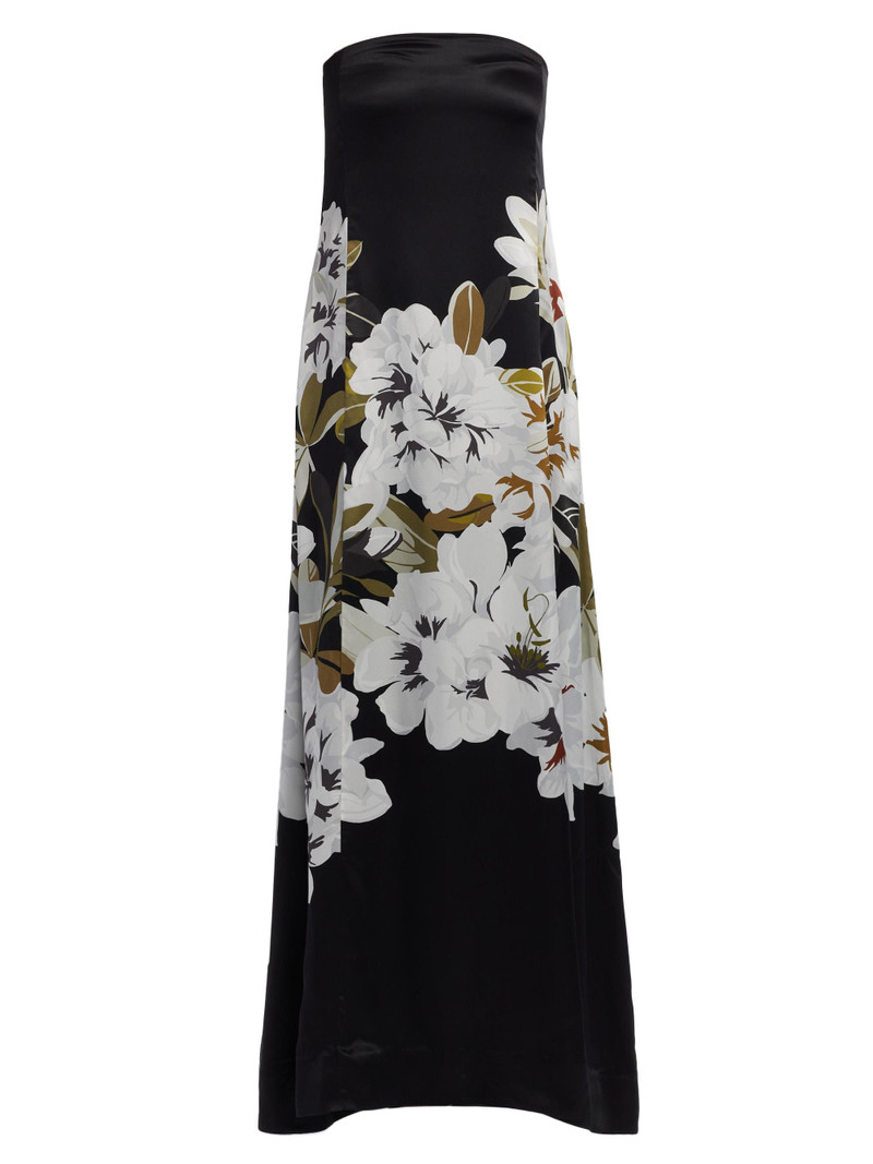 Women's Marais Floral Silk Charmeuse Dress - Black White 1