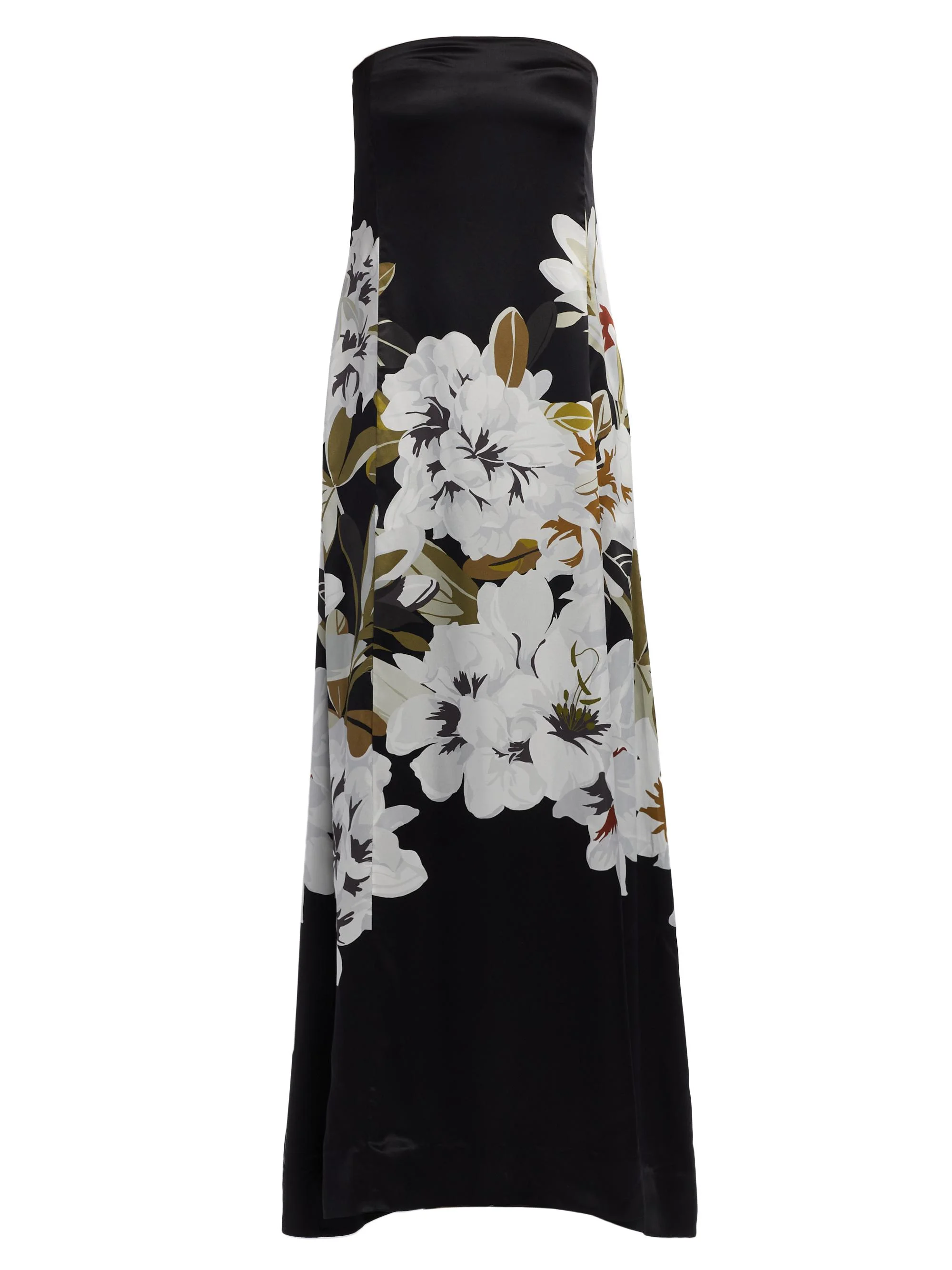 Women's Marais Floral Silk Charmeuse Dress - Black White - 1