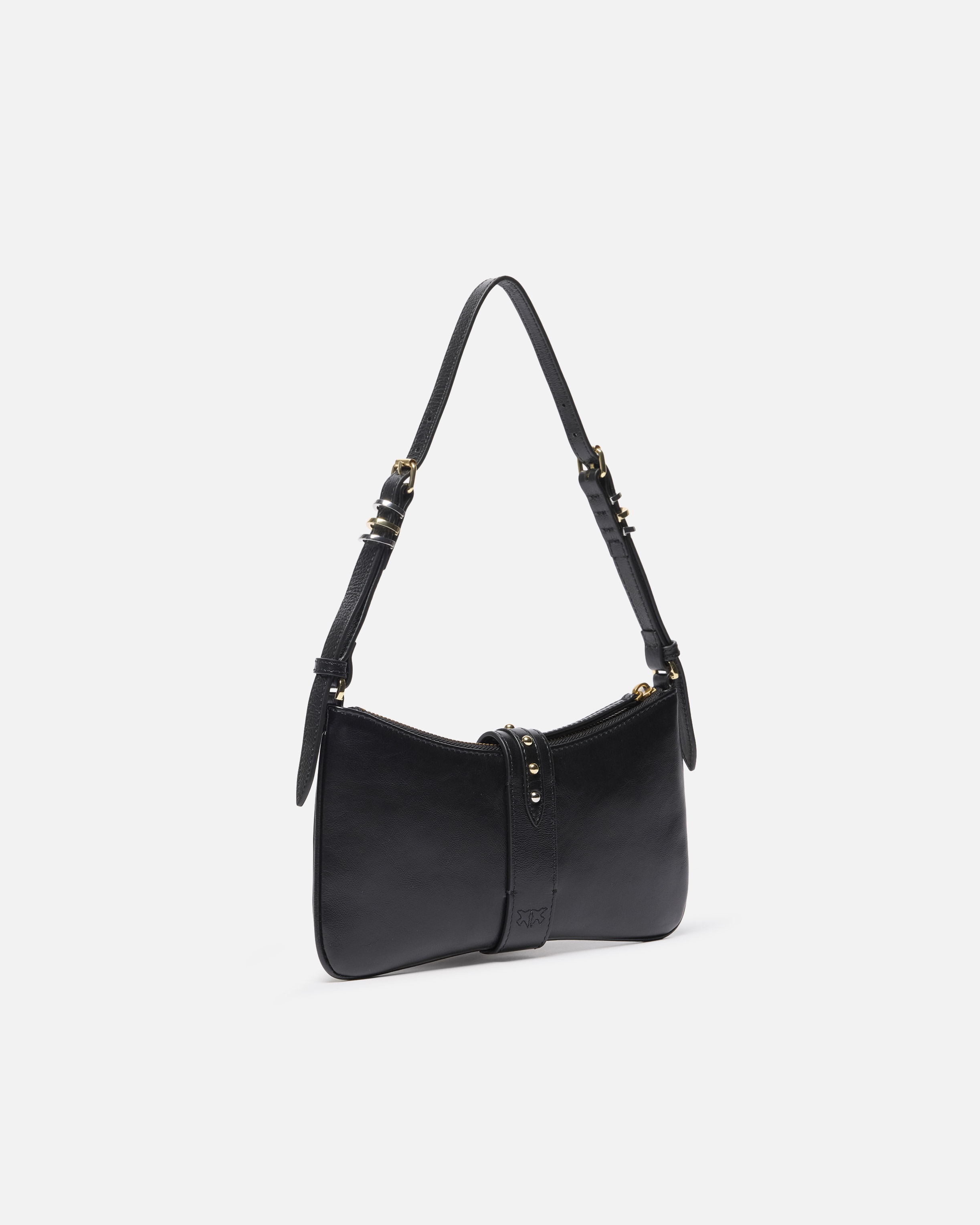 GLOSSY LEATHER SHOULDER BAG WITH RINGS - 2