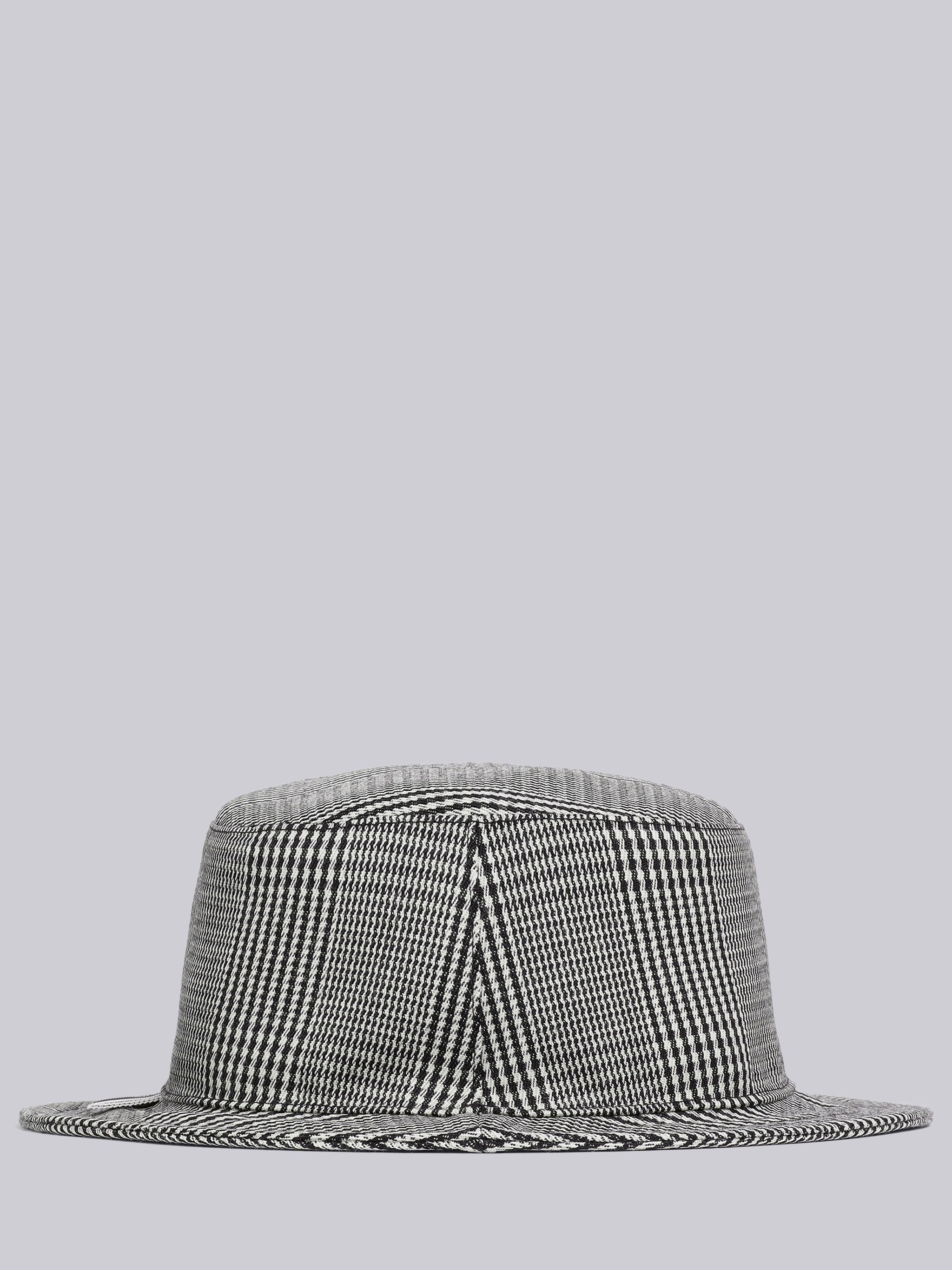 Black and White Cavalry Twill Wool Prince of Wales Classic Bucket Hat - 3