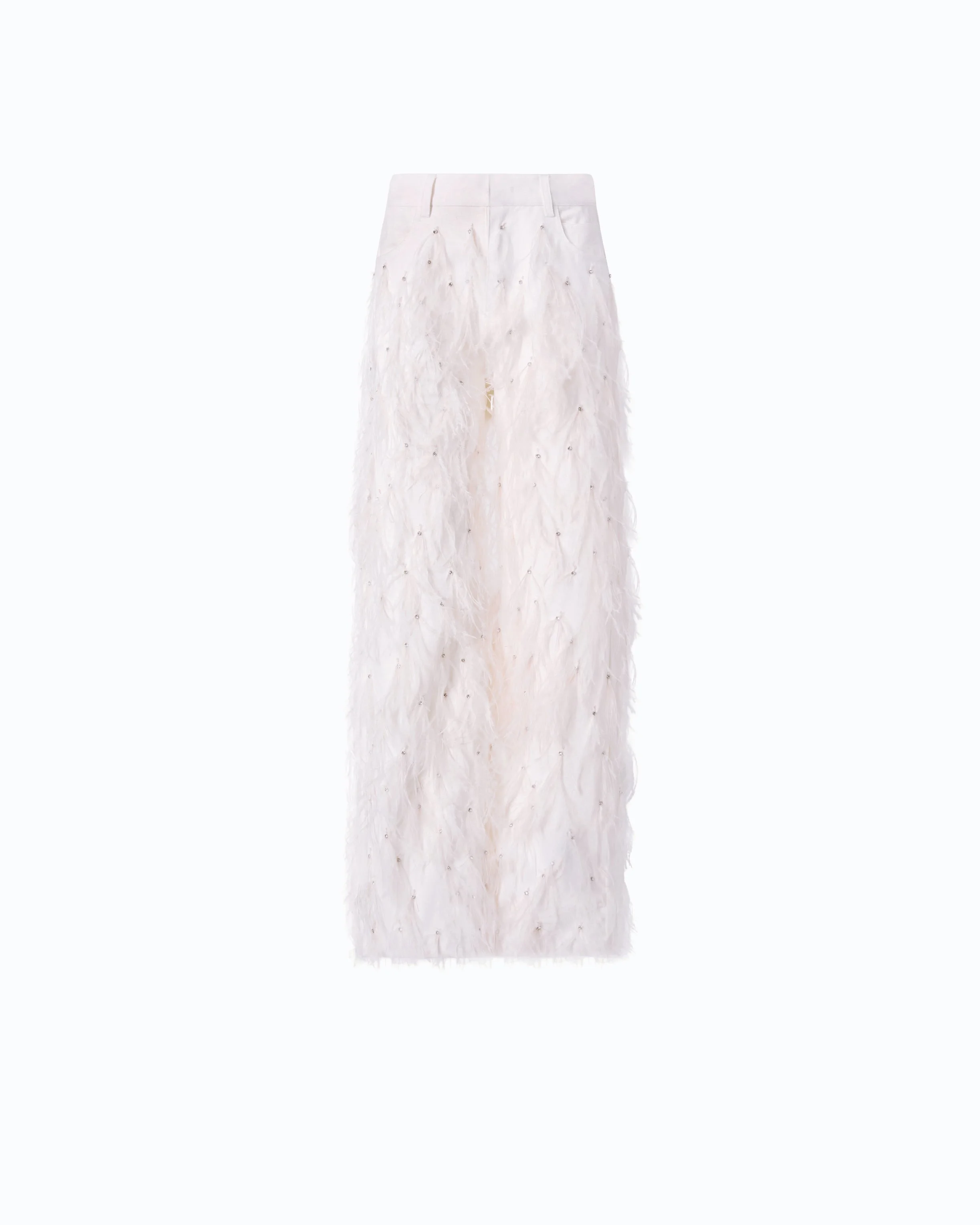 WIDE-LEG TROUSERS WITH FEATHERS AND RHINESTONES - 1