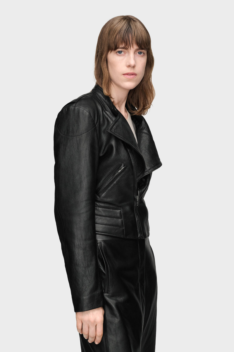Folded Collar Leather Jacket 3