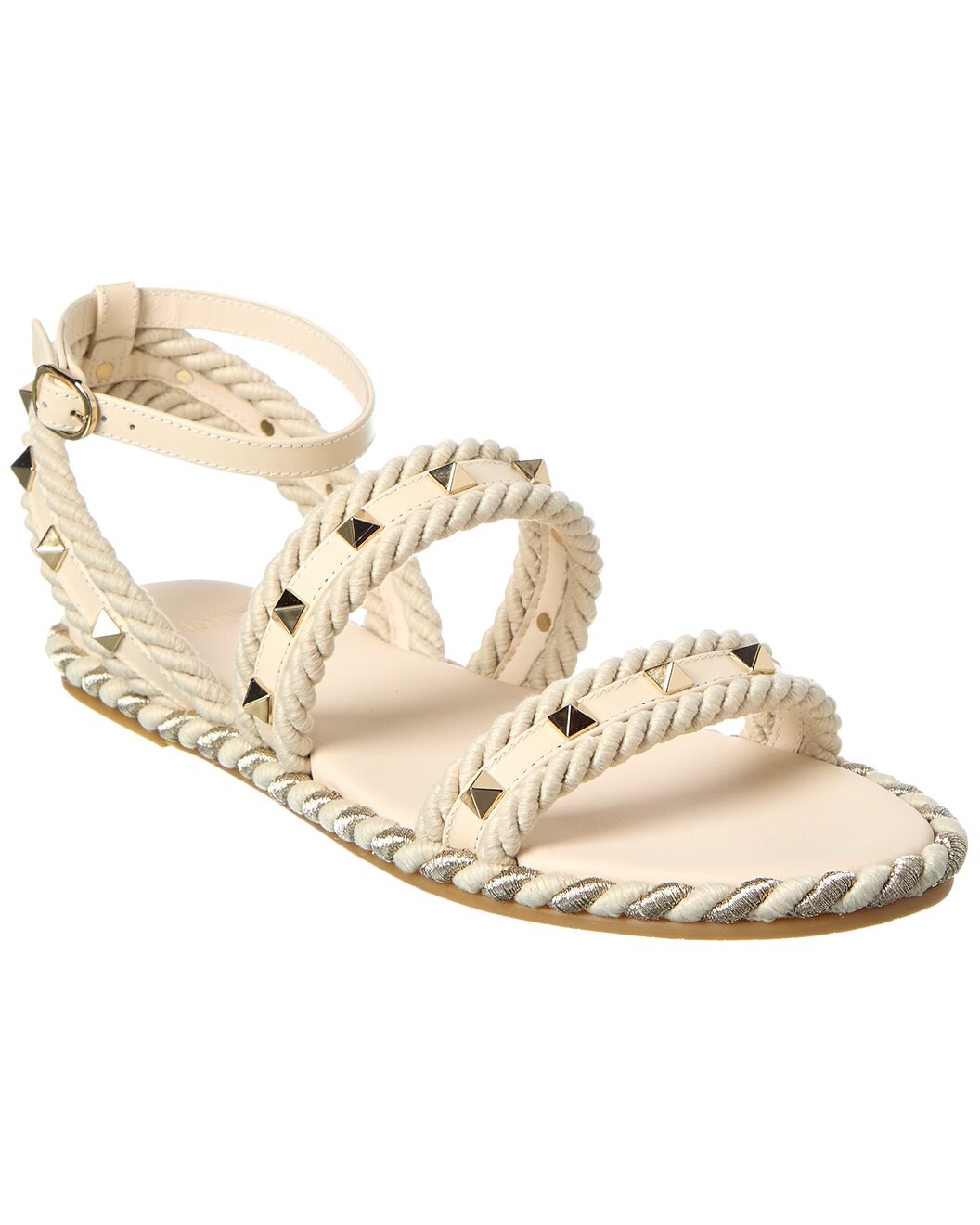 Valentino Rockstud Rope & Leather Sandal - 1