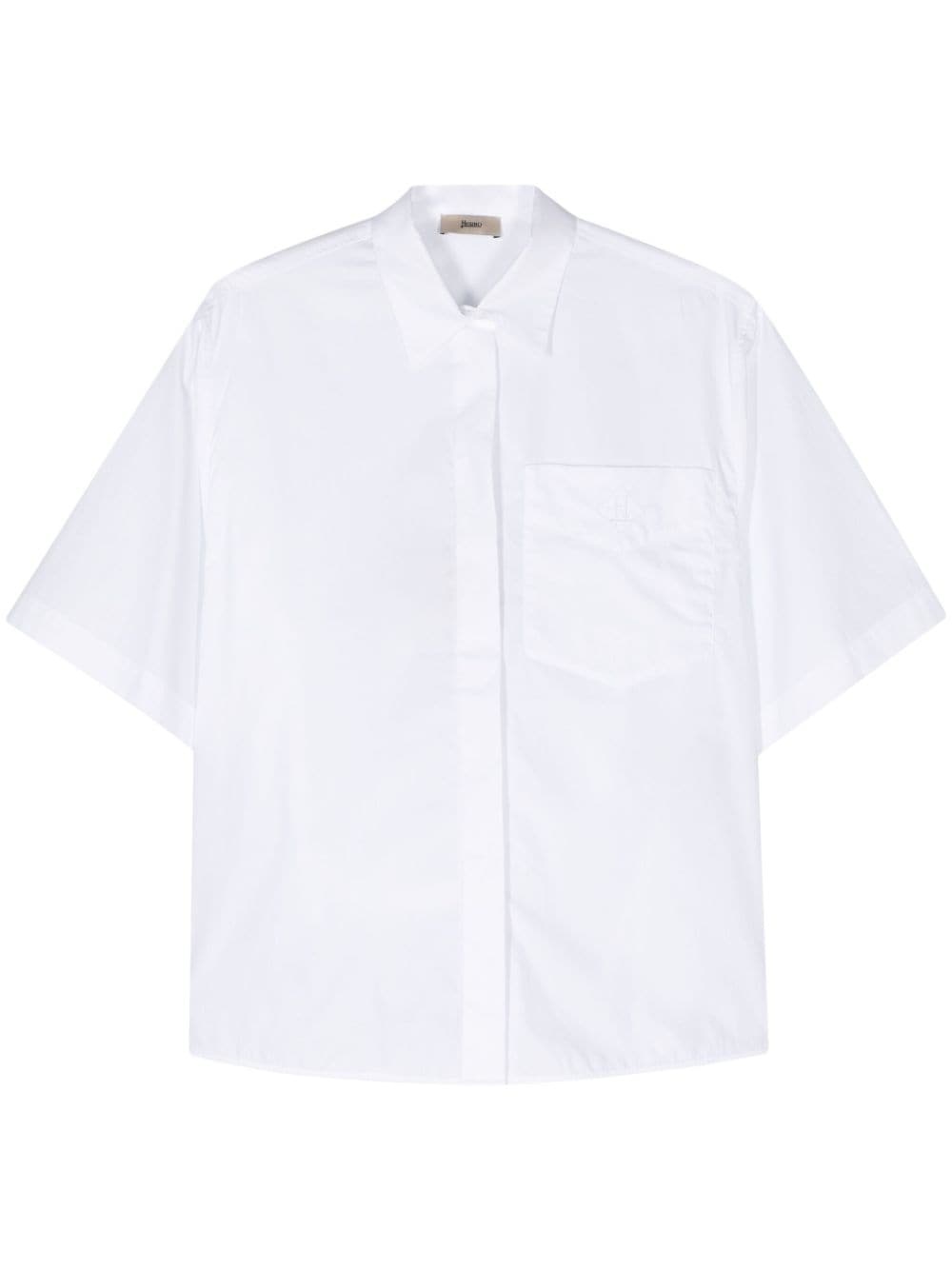 logo-embroidered cotton shirt - 1