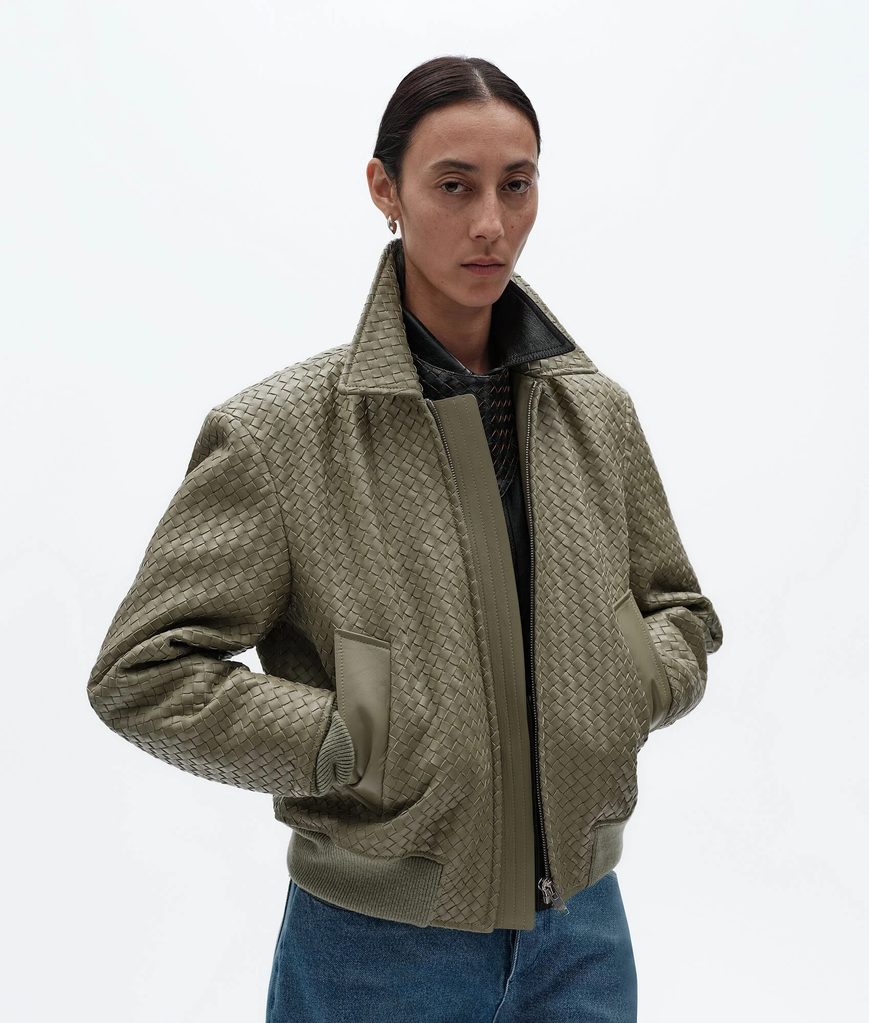Intrecciato Leather Blouson - 1