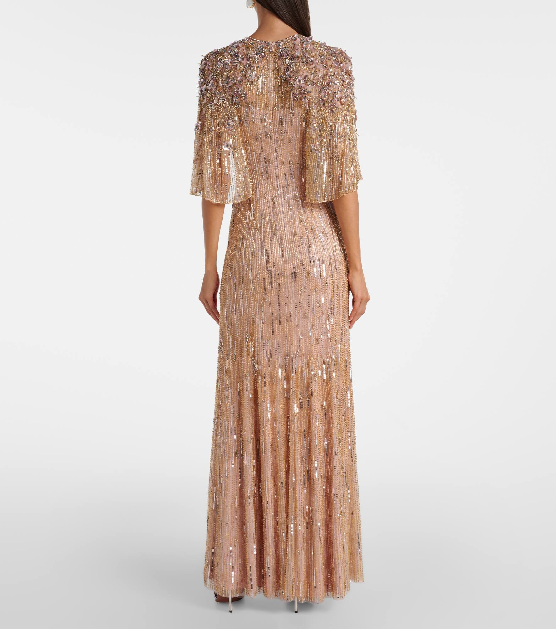 Astra sequined caped gown - 3