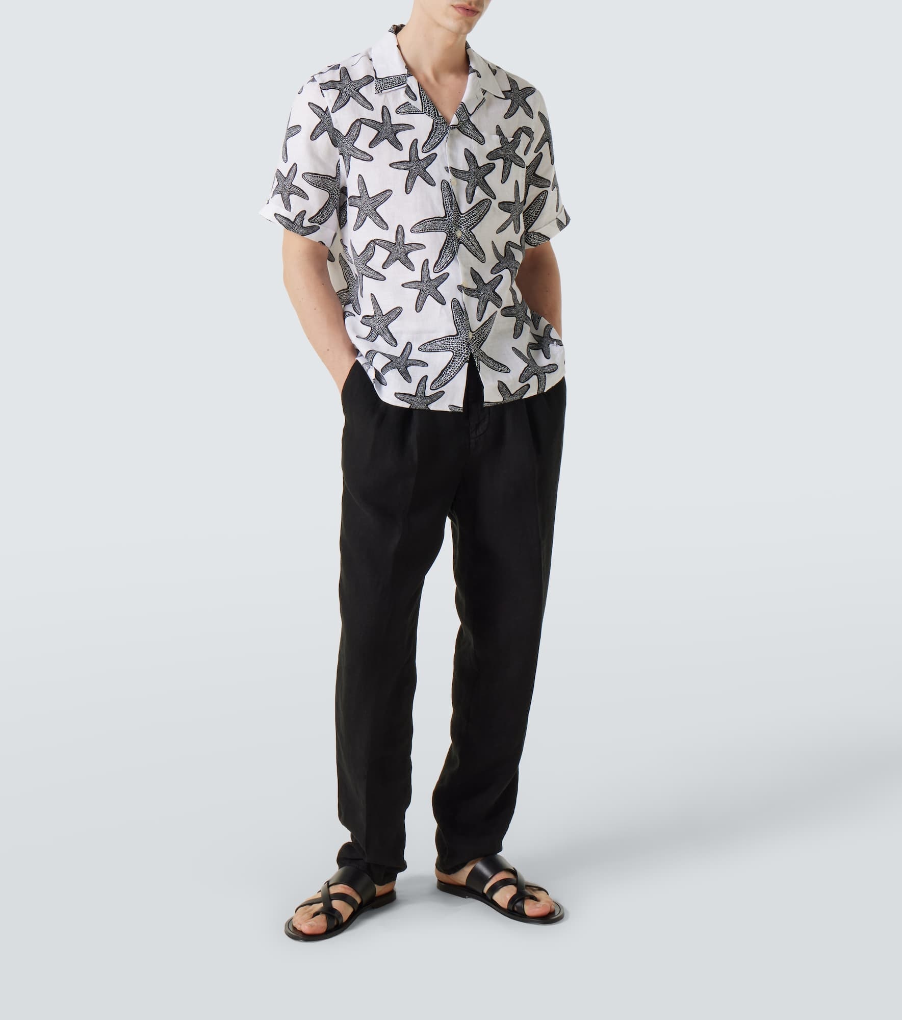Printed linen bowling shirt - 2