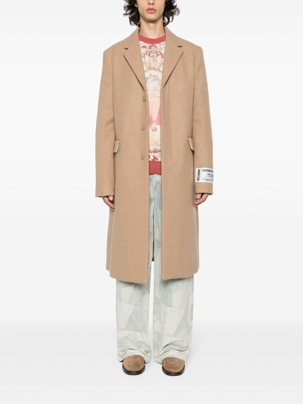 single-breasted wool blend coat - 2