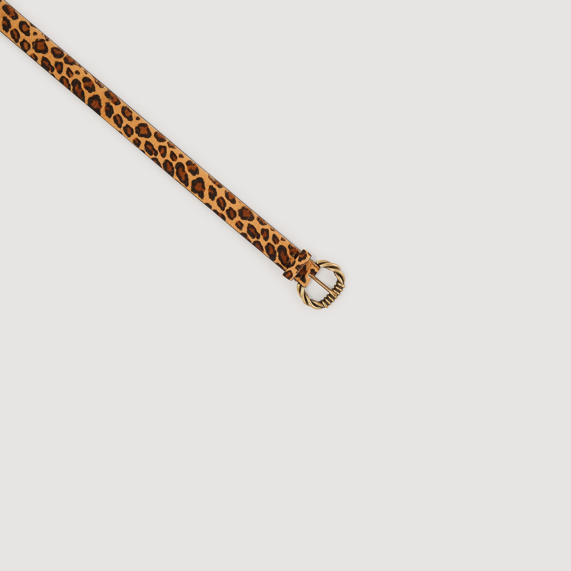Wide leather leopard print belt - 2