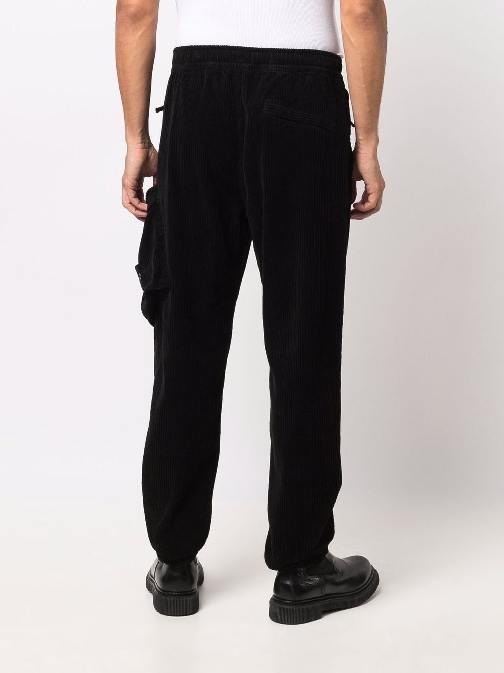 logo-patch corduroy trousers - 4