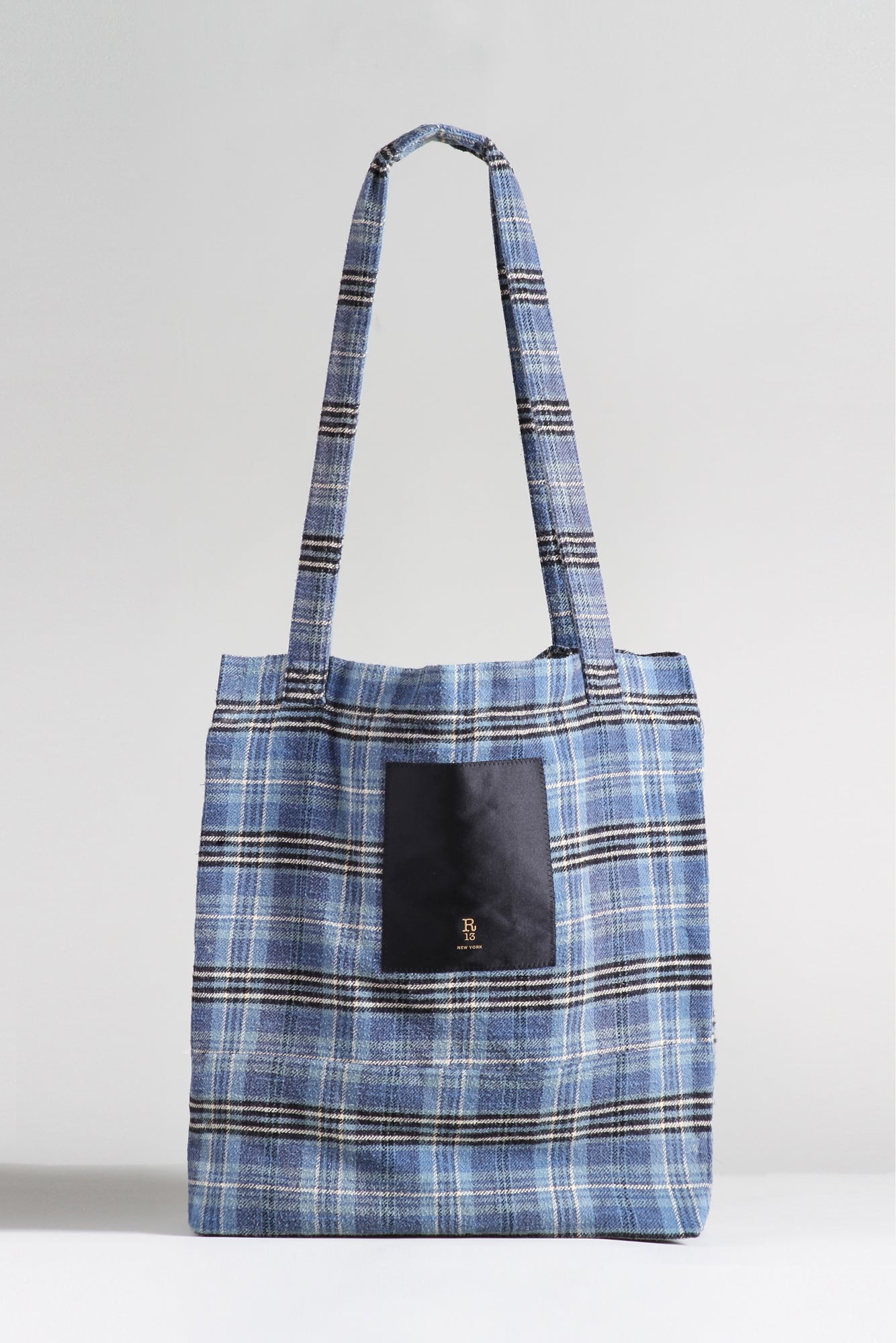 MEDIUM TOTE BAG - BLUE PLAID - 1