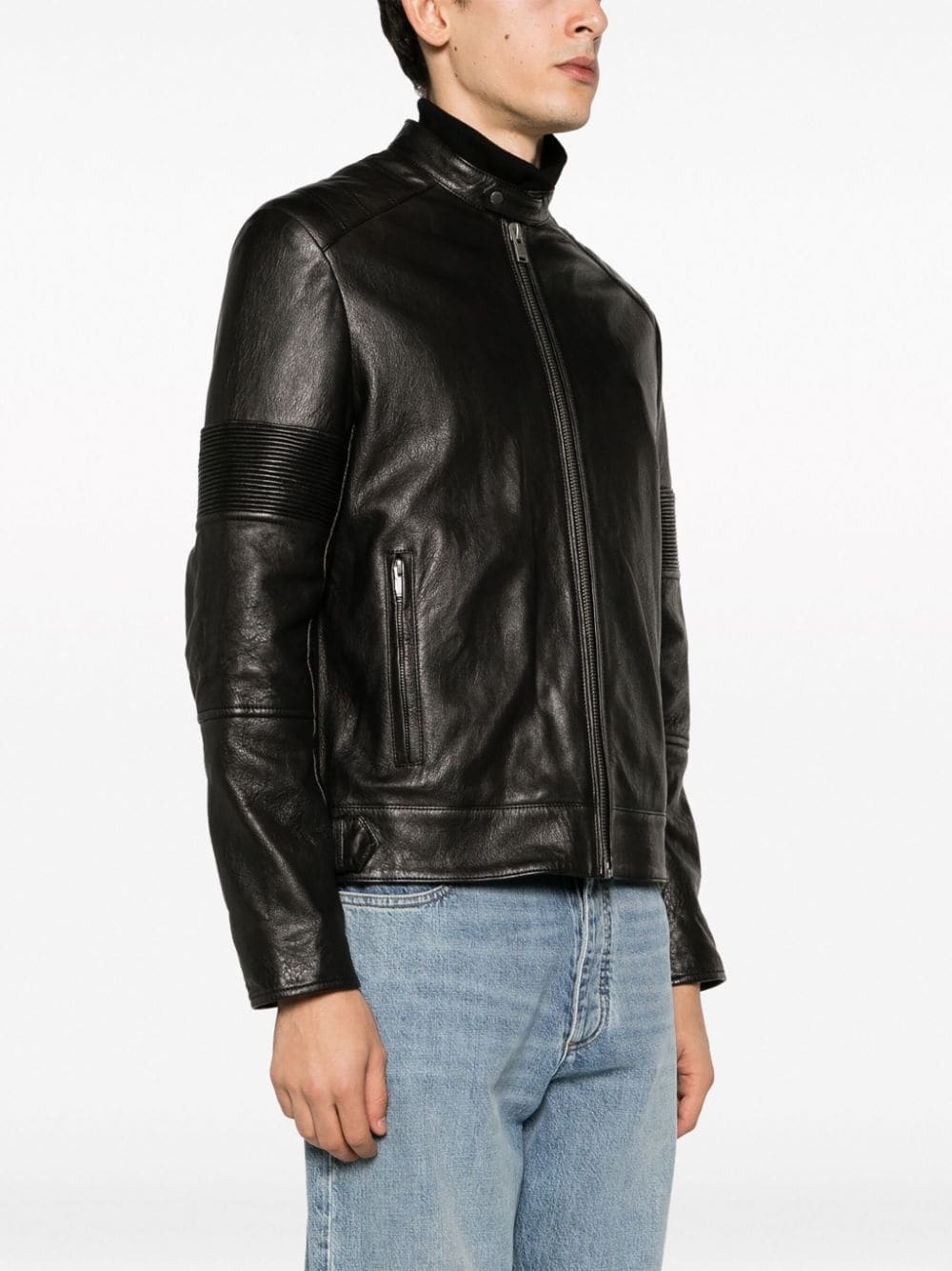 Lean zip-up leather biker jacket - 4