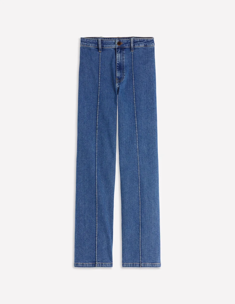 Pintuck Column Leg Jeans-Mid Vintage - 1