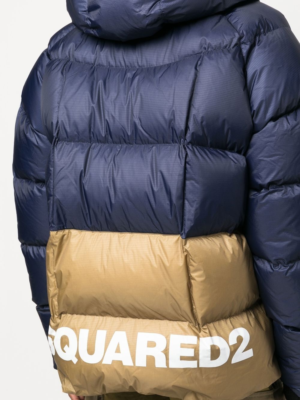 two-tone quilted down jacket - 5