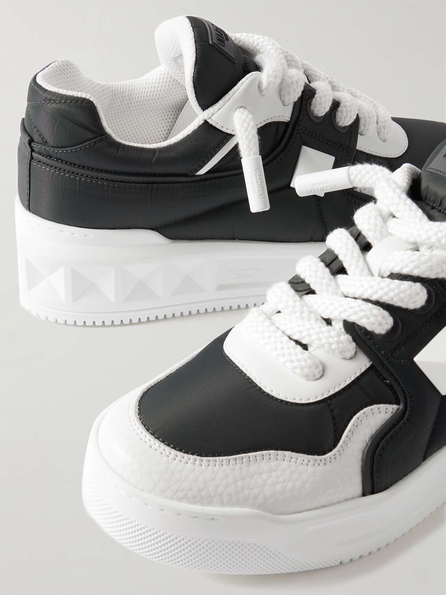 One Stud XL Leather-Trimmed Quilted Nylon Sneakers - 4