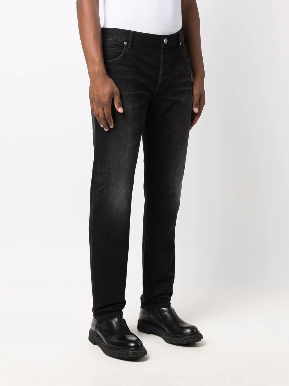 embossed-logo slim-fit jeans - 3