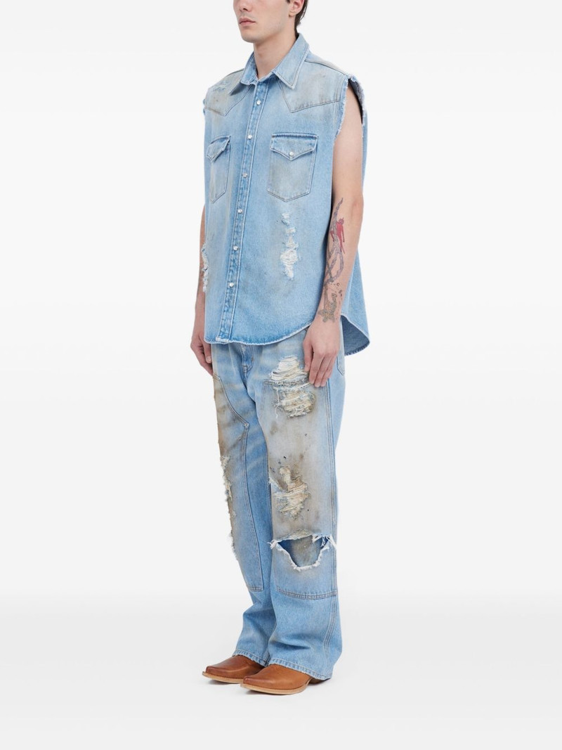 MM6 메종 Margiela Sleeveless Distressed 데님 셔츠 4