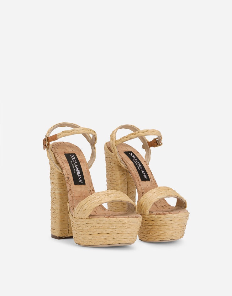 Woven raffia platform sandals - 2