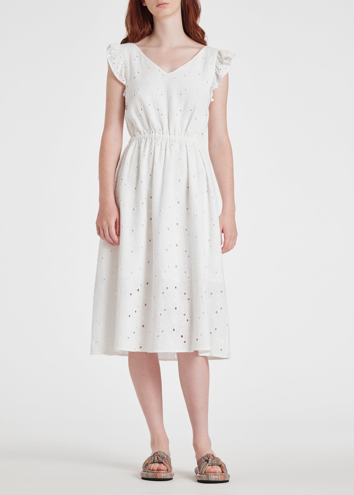 Cotton Broderie Anglaise Midi Dress - 3