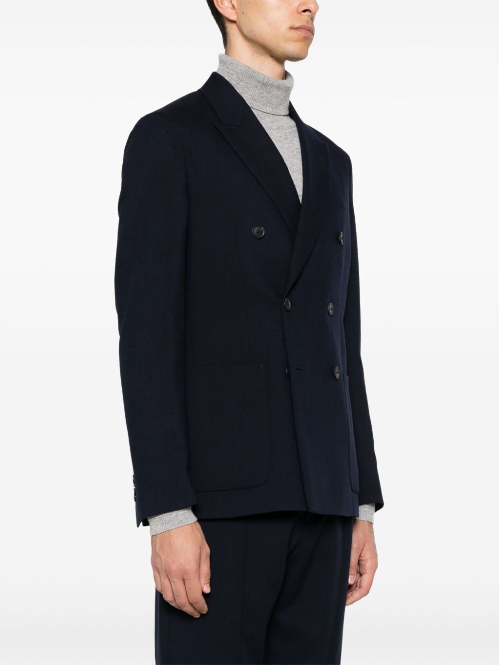 notched lapels double-breasted blazer - 3