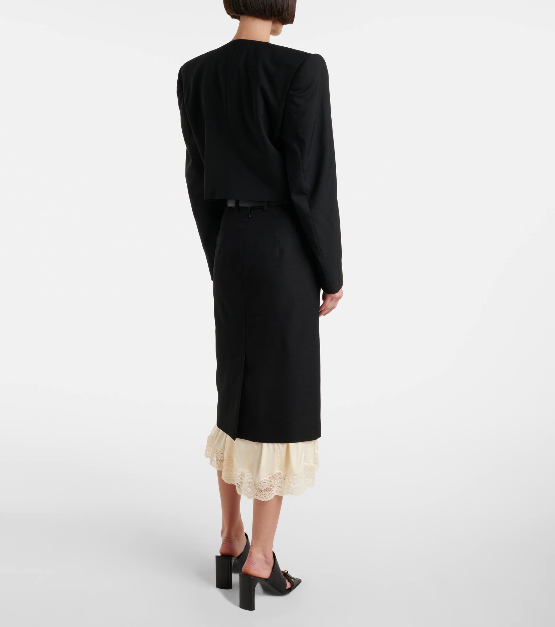 Cropped wool twill jacket - 3
