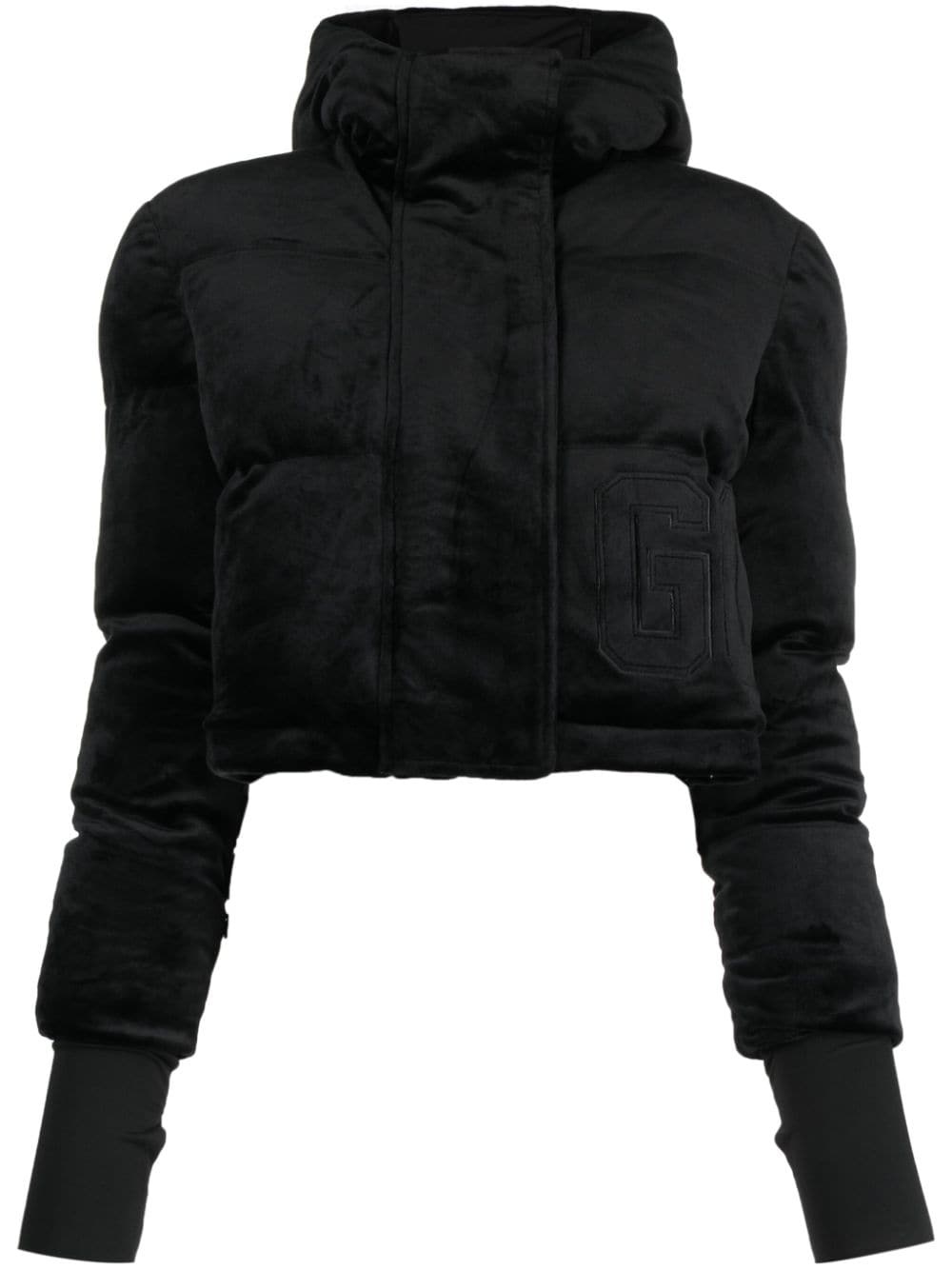 hooded velvet bomber jacket - 1