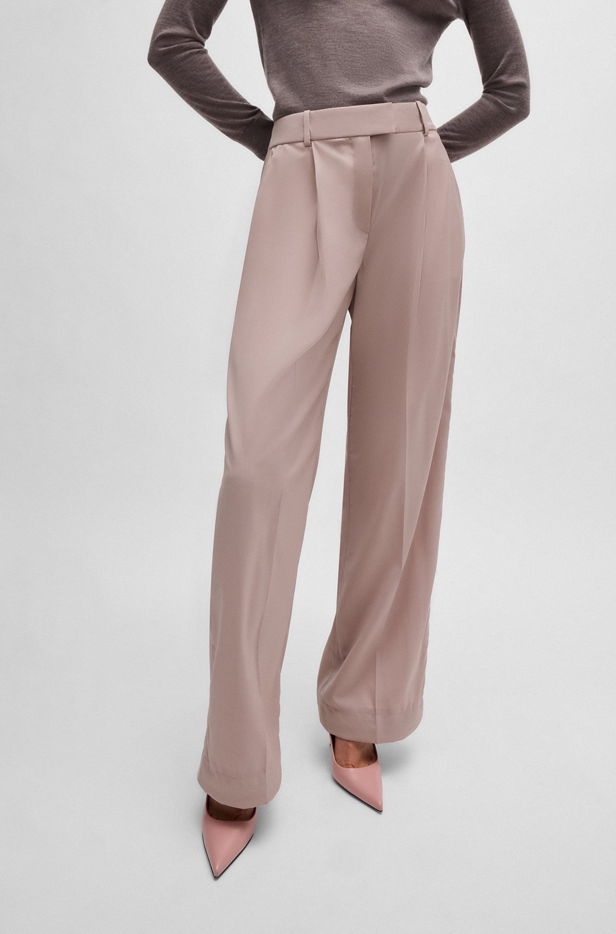 NAOMI X BOSS REGULAR-FIT TROUSERS IN NATURAL-STRETCH WOOL - 2