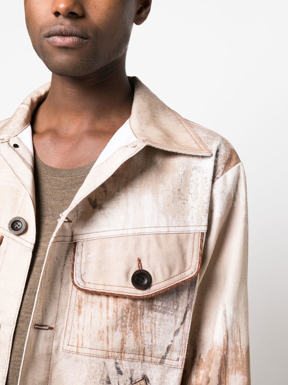 abstract-print denim jacket - 5