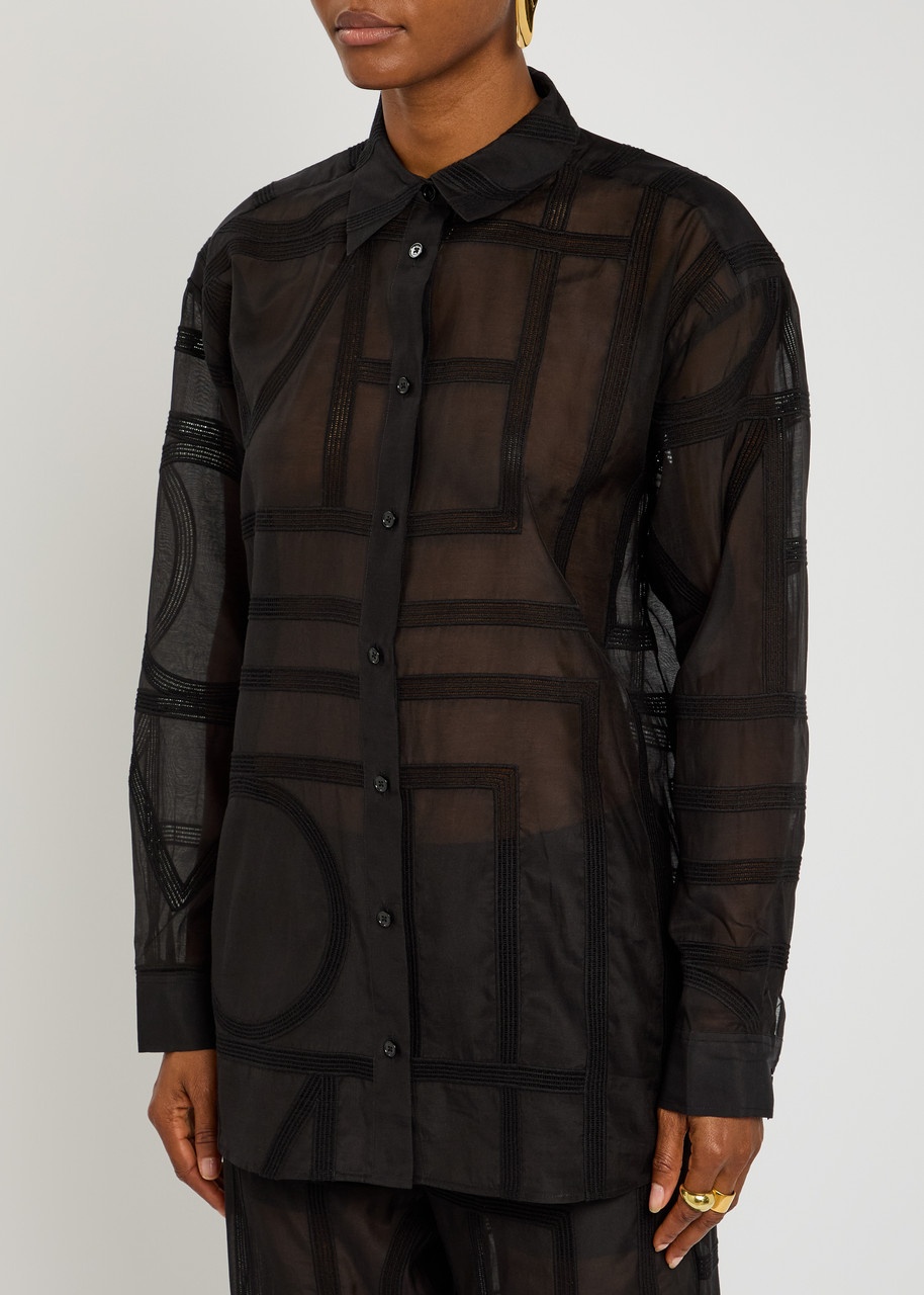 Toteme Logo Semi-sheer Cotton-blend Pyjama Shirt - 2