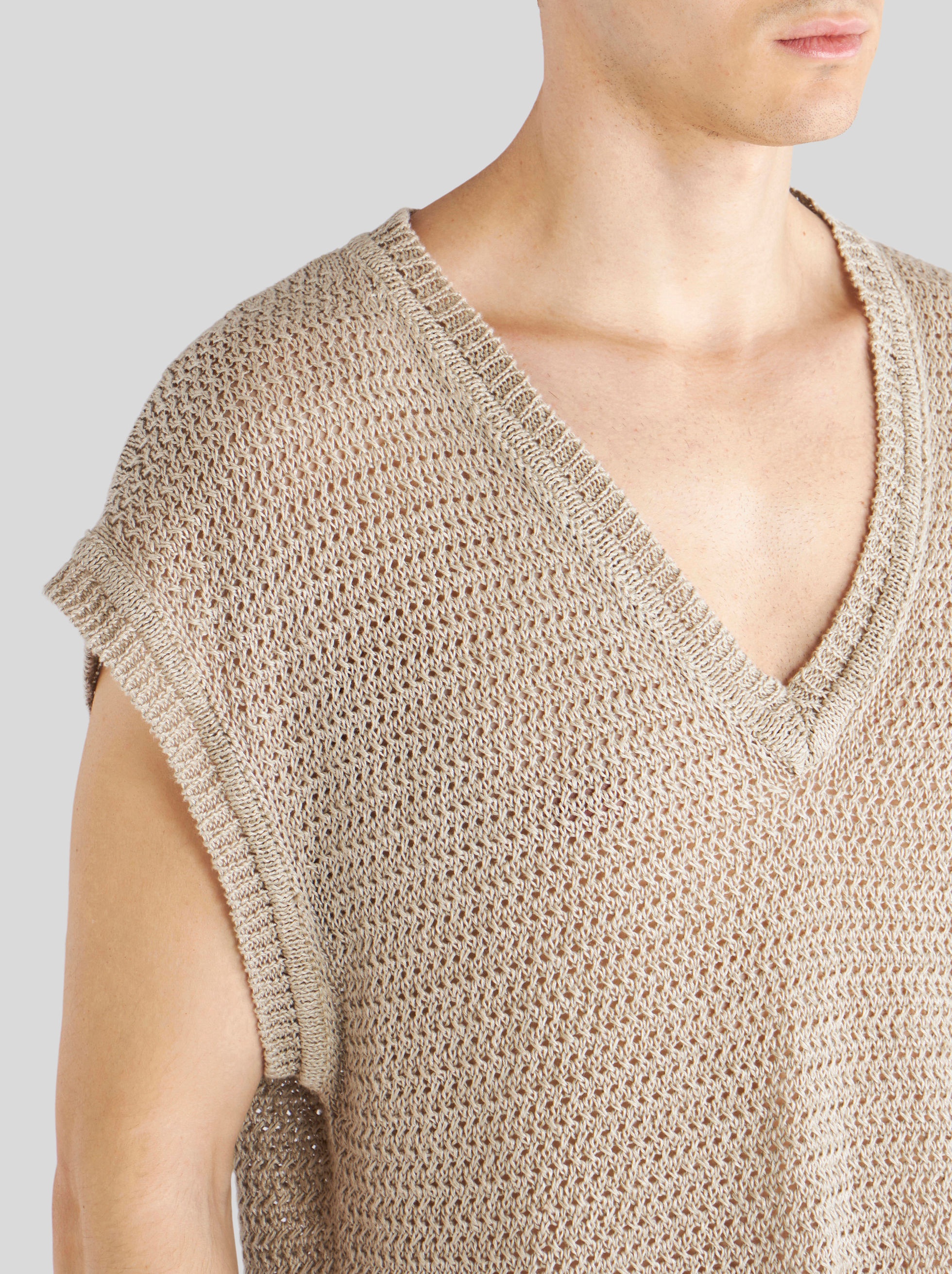 KNITTED LINEN GILET - 3