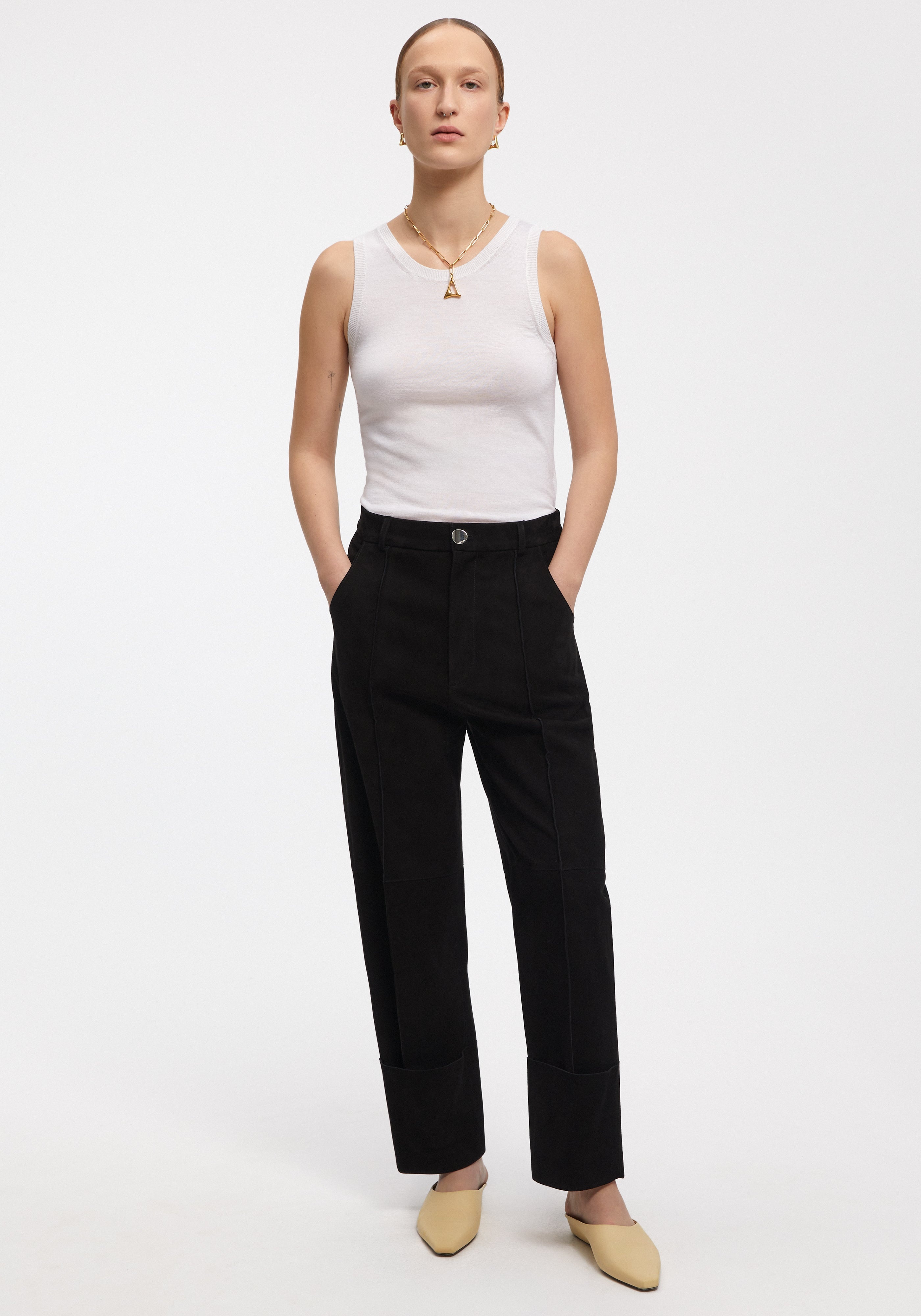 WENDERS
Suede cuffed straight-leg pants - 2