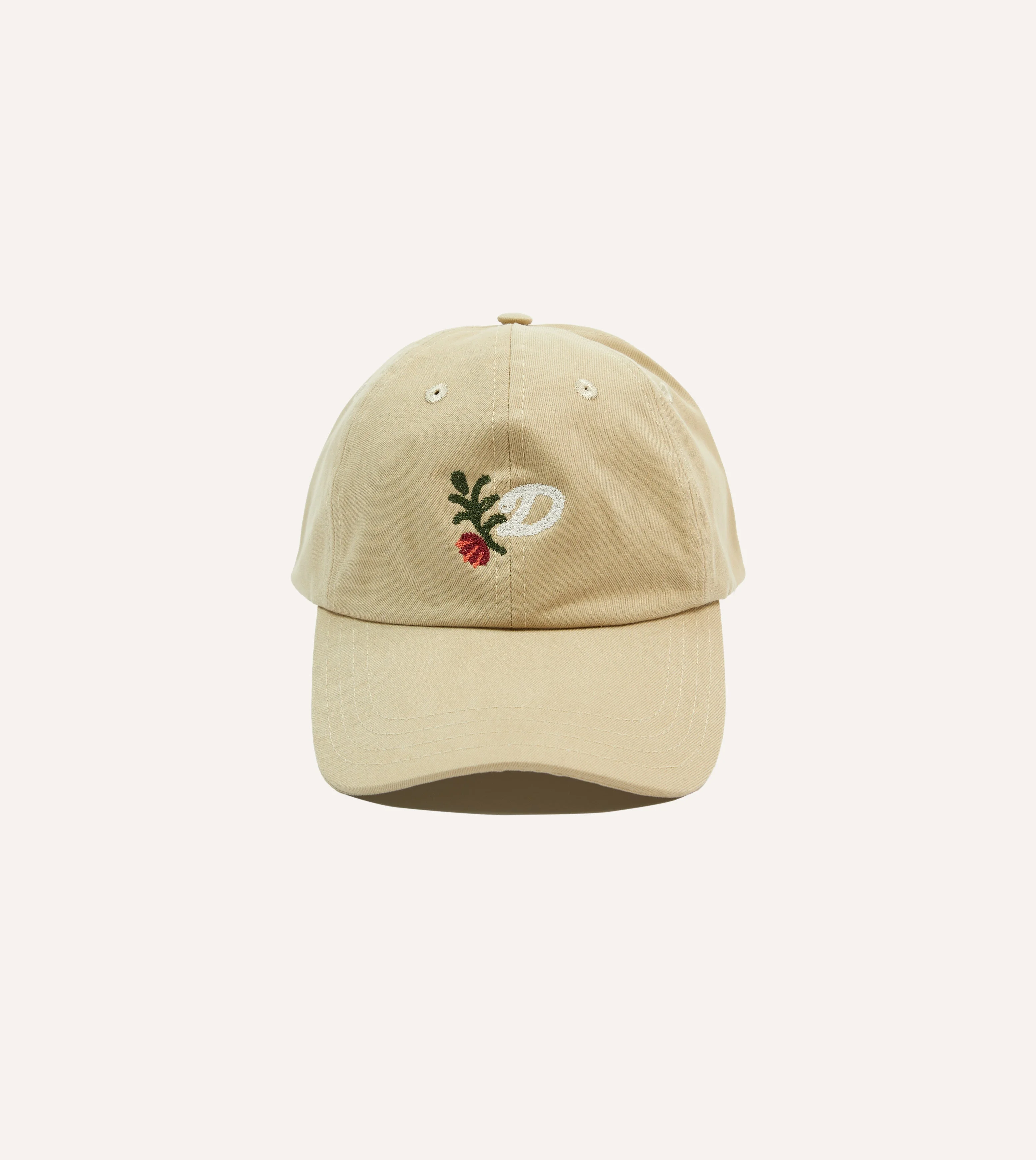 ‘D’ Flower Emblem Cotton Twill Baseball Cap - 1