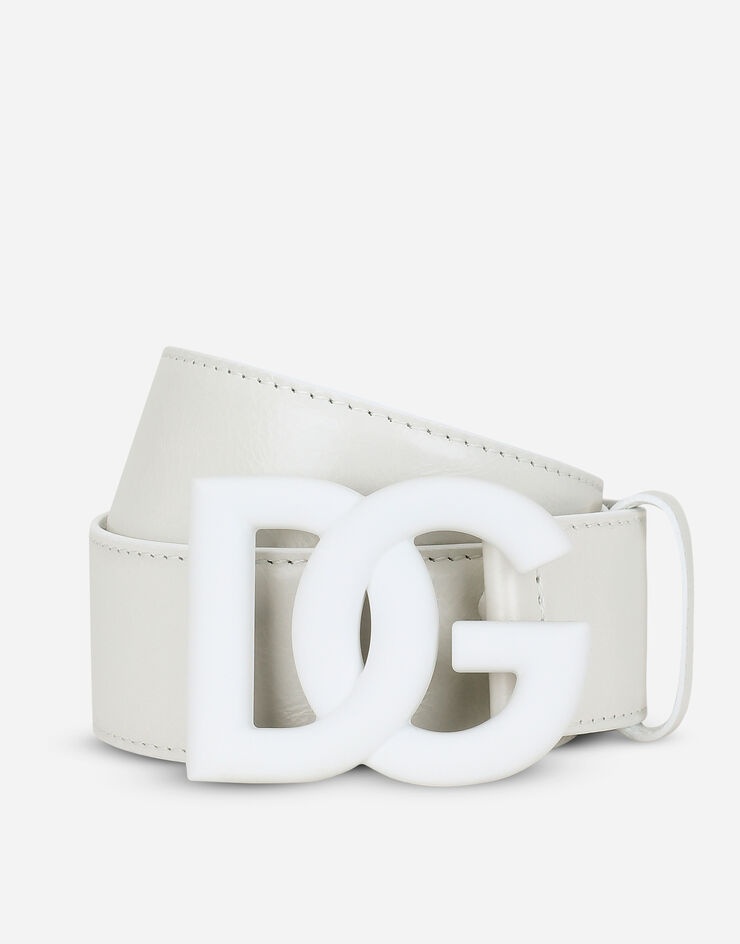 Matte nappa leather belt with crossover DG logo buckle - 1