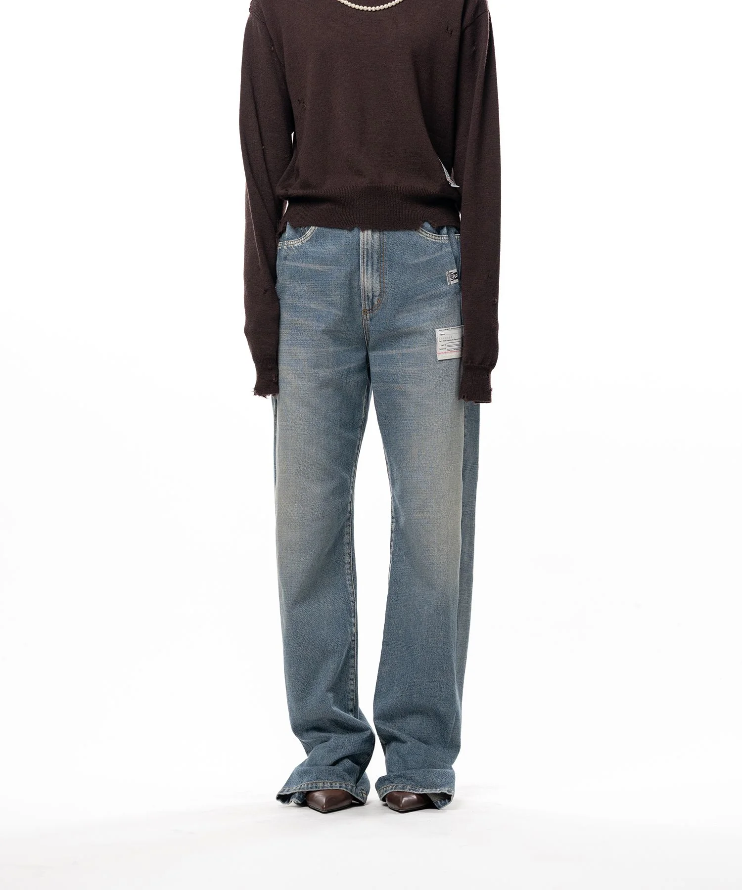 Folded Denim Pants - 1