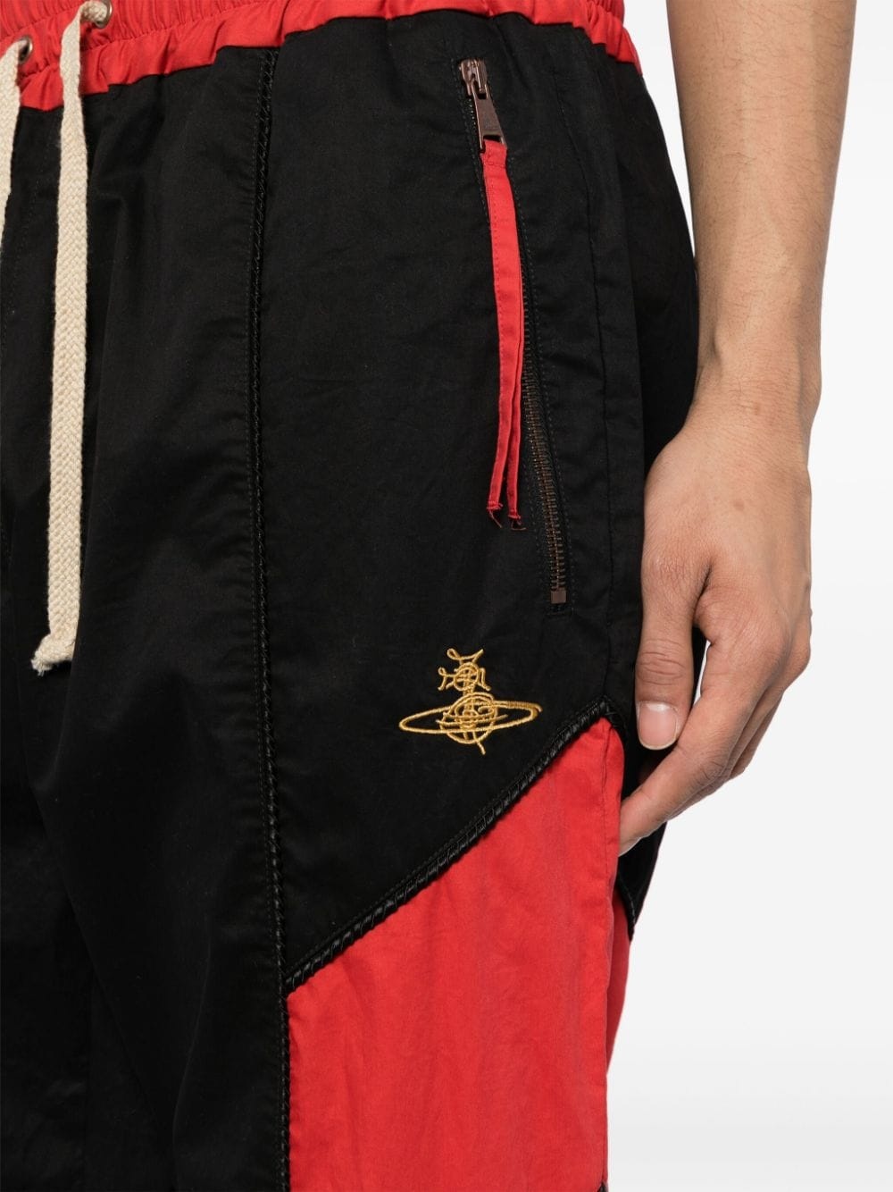 Orb-embroidery cotton track pants - 5