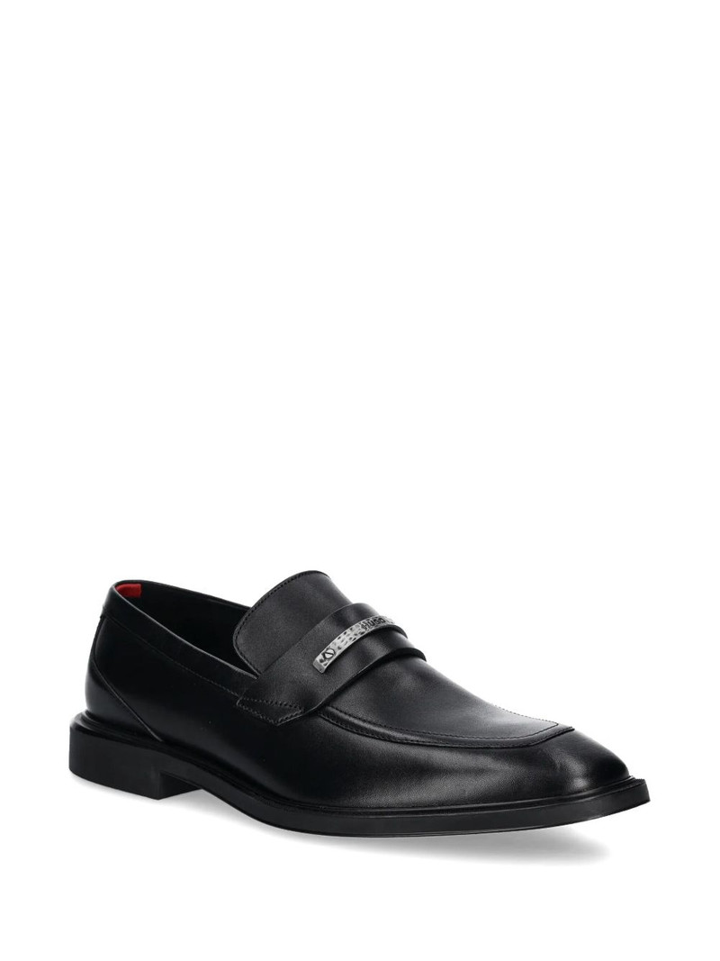 HUGO logo-engraved leather loafers outlook