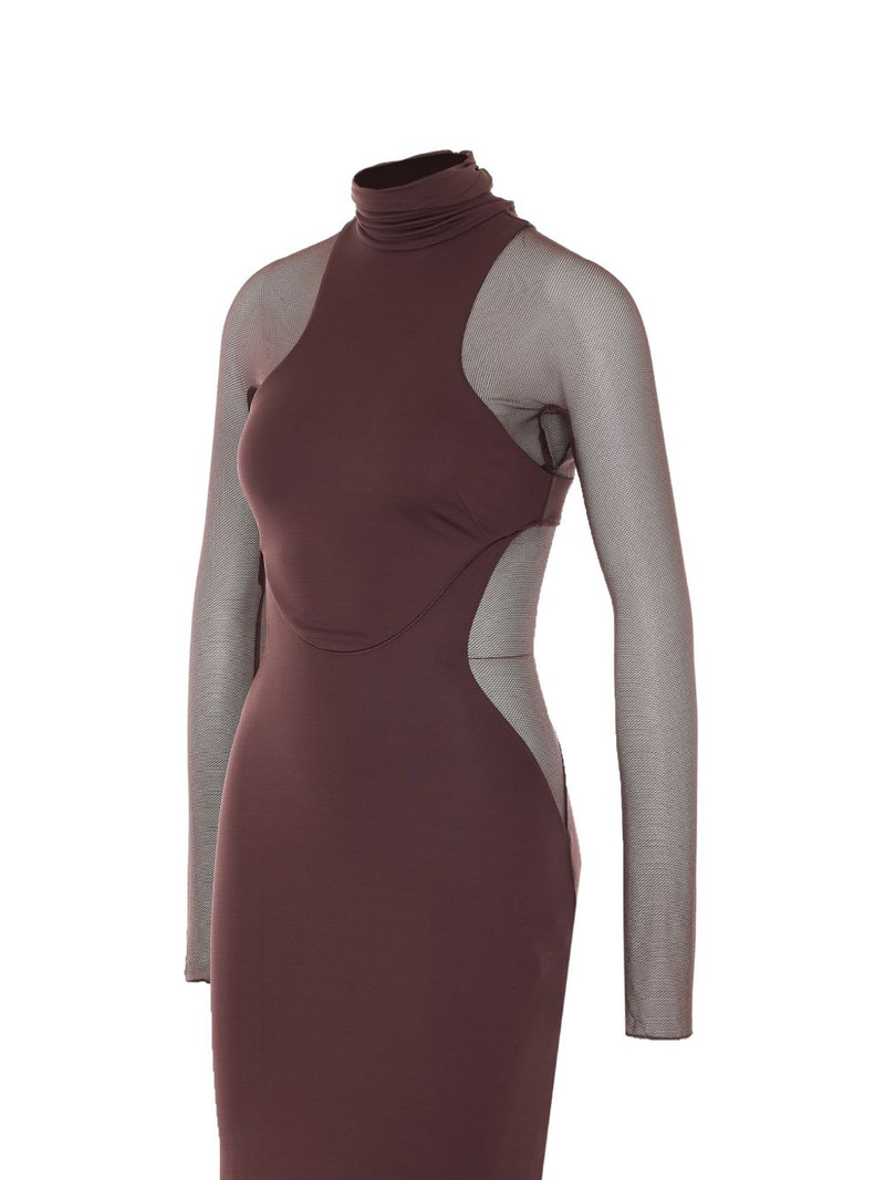 high-neck transparent-sleeves dress 3