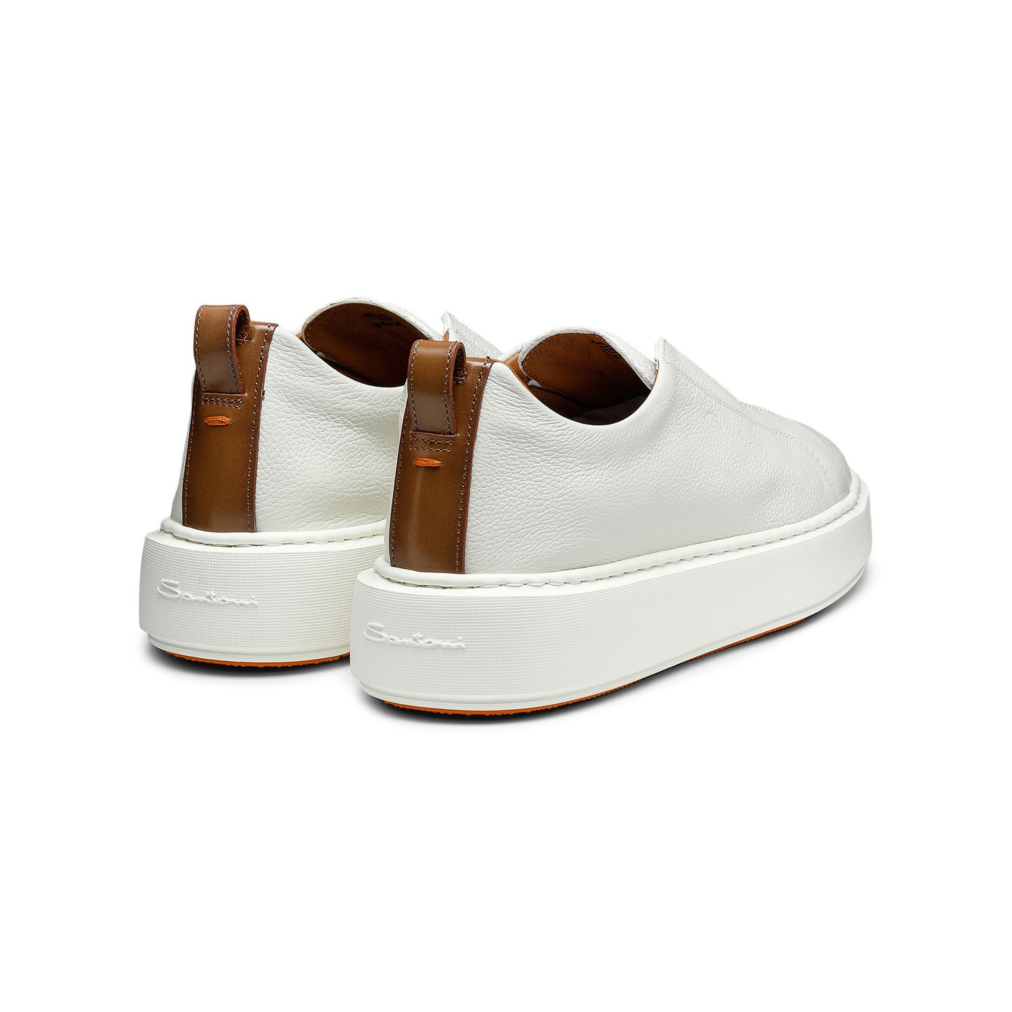 Women's white tumbled leather slip-on sneaker - 4