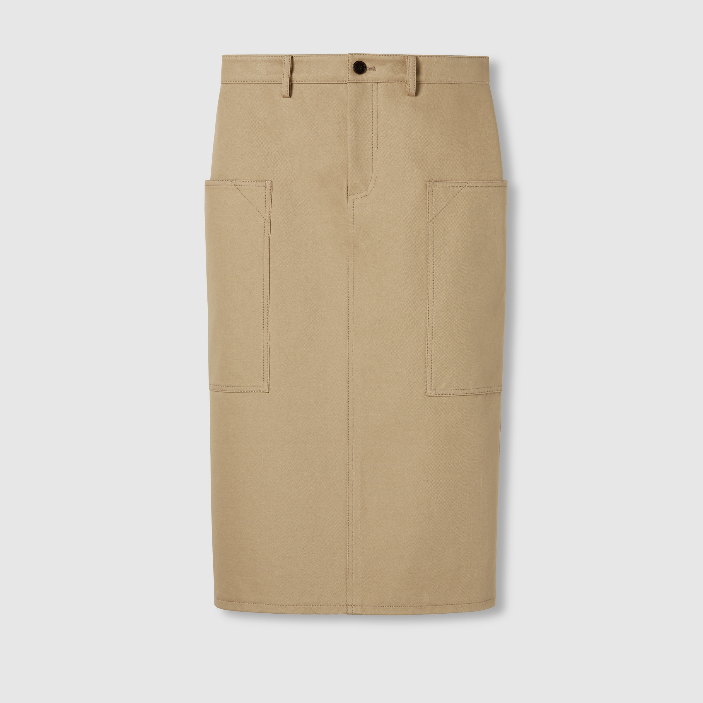 Embossed mid-length cotton drill skirt - 1