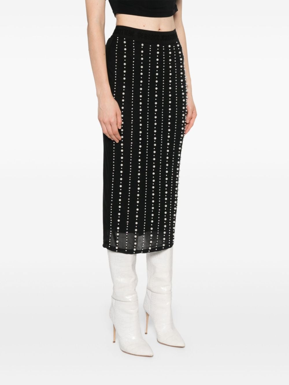 pearl-embellished midi skirt - 3