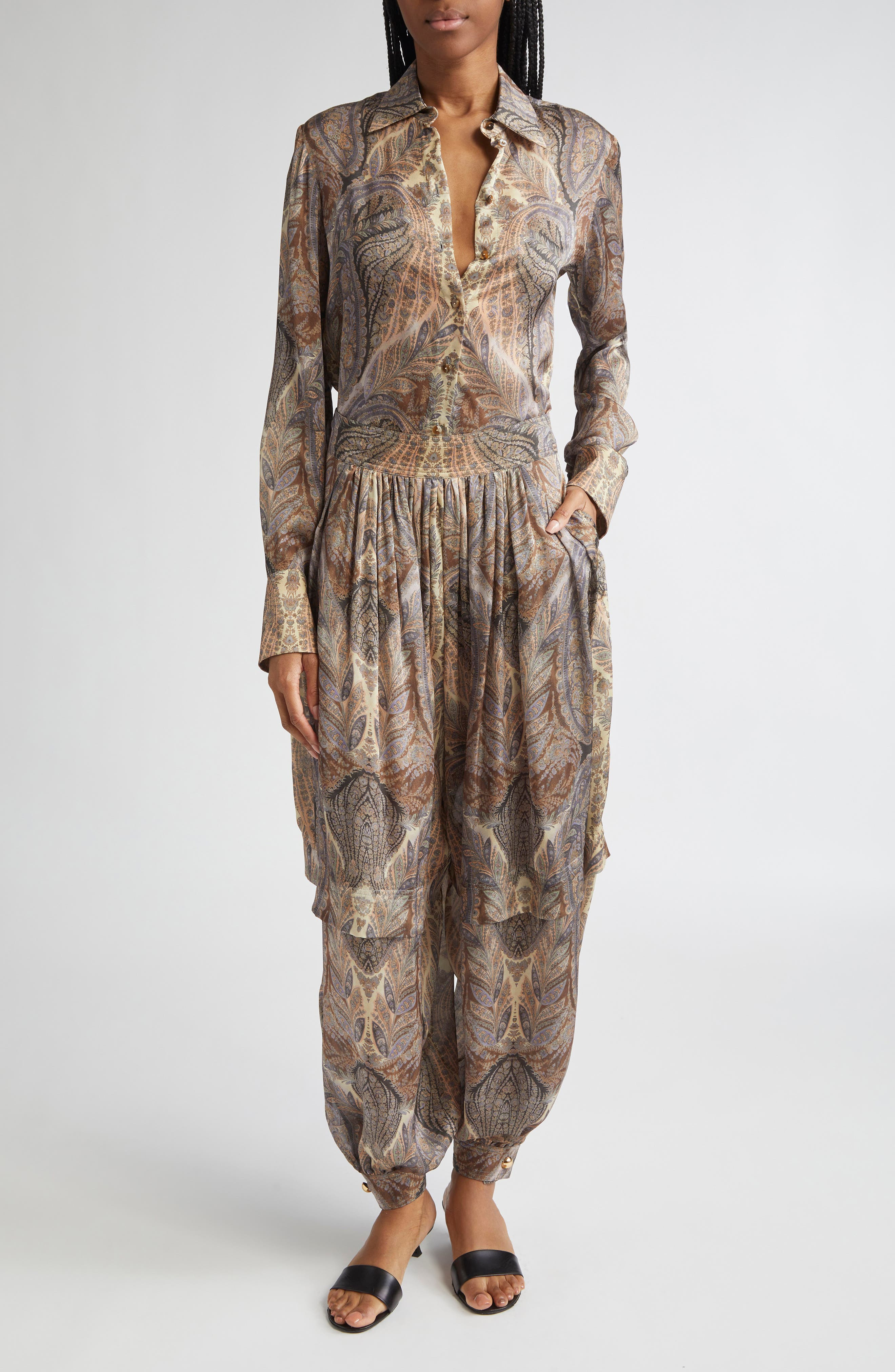 Zimmermann Hypnotic Silk Button-Up Shirt in Denim Paisley at Nordstrom - 2