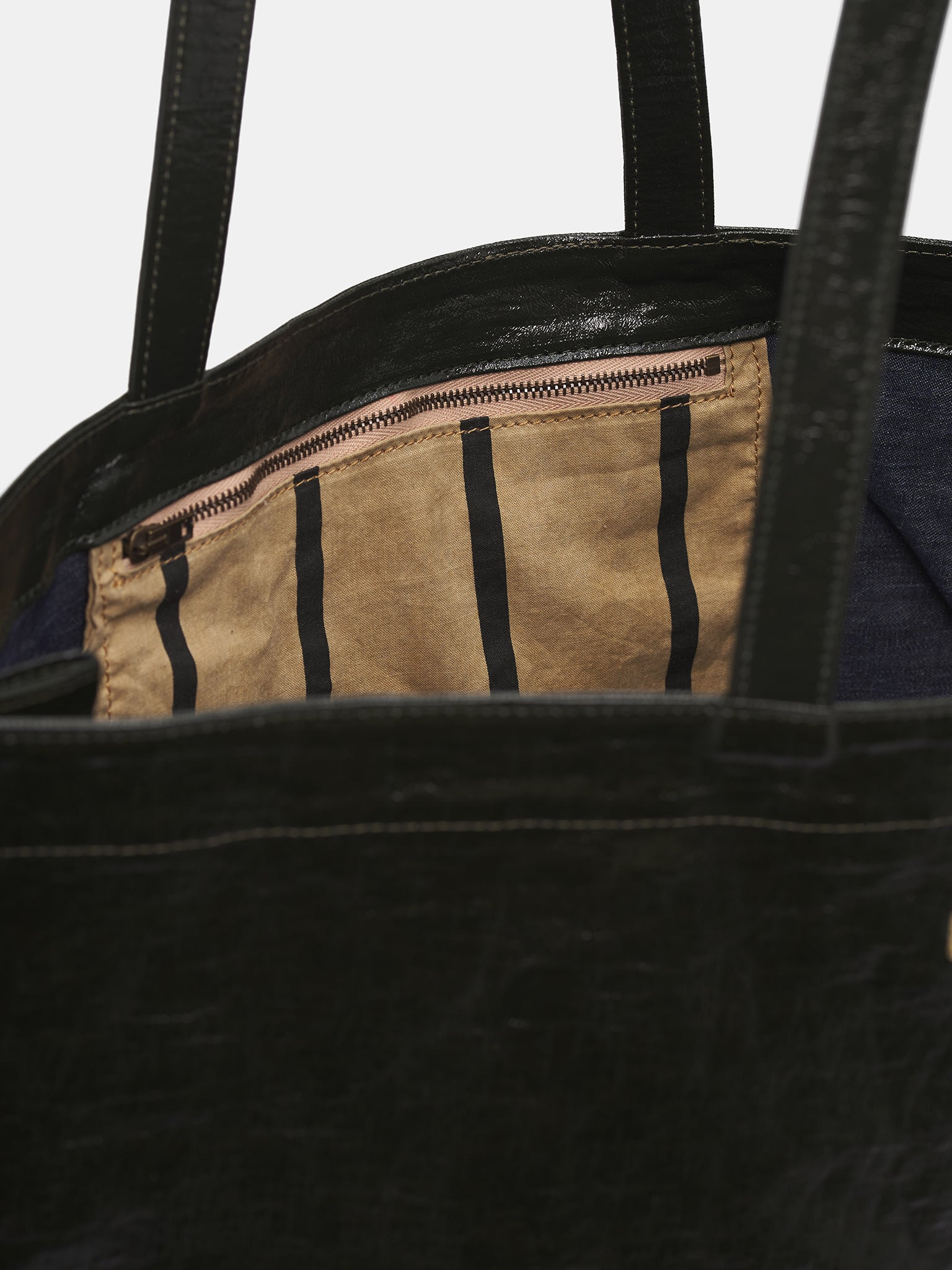 Black Coated Canvas Shopping Bag - 3