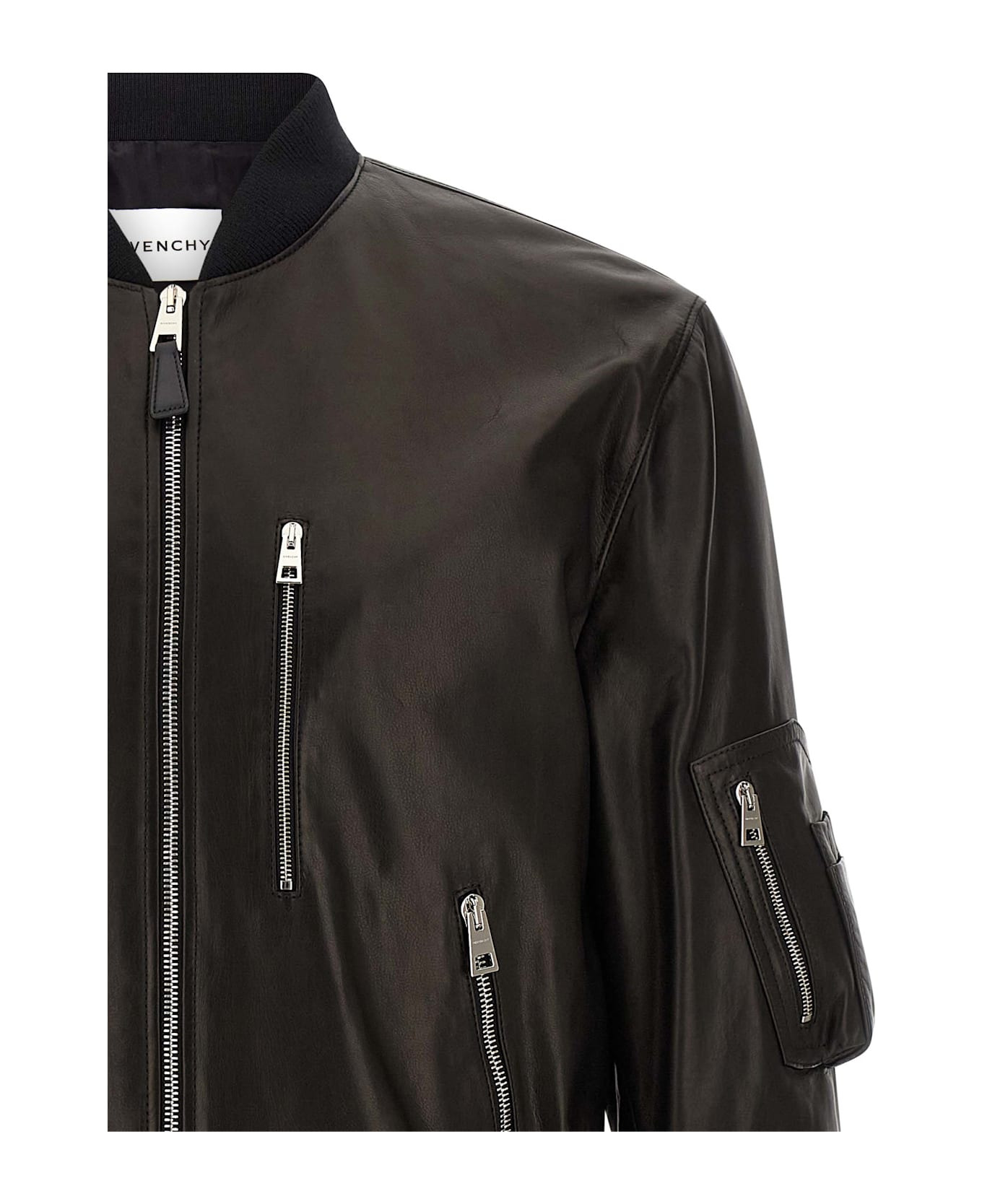 Leather Bomber Jacket - 3