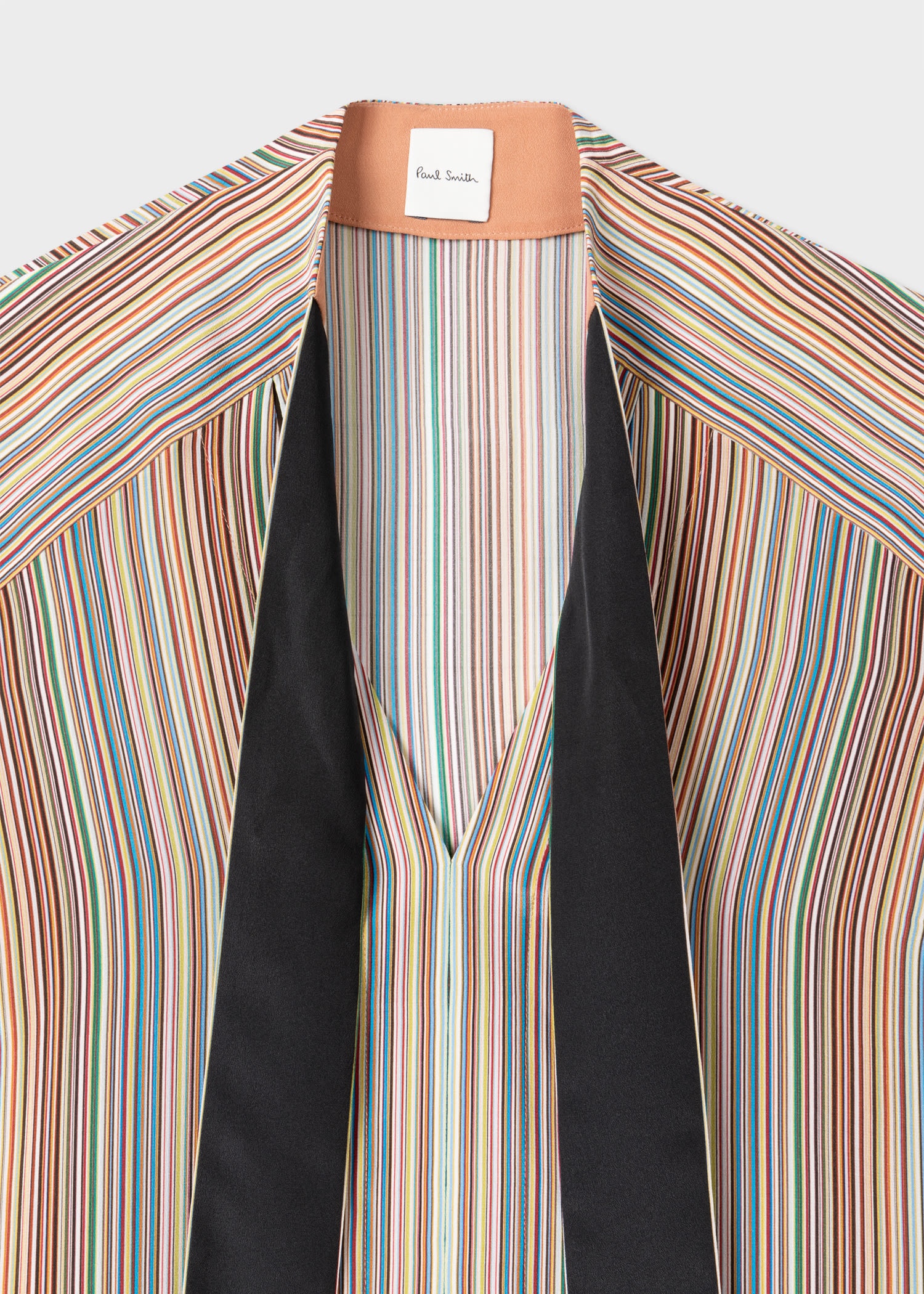 'Signature Stripe' Silk Tie Neck Blouse - 3