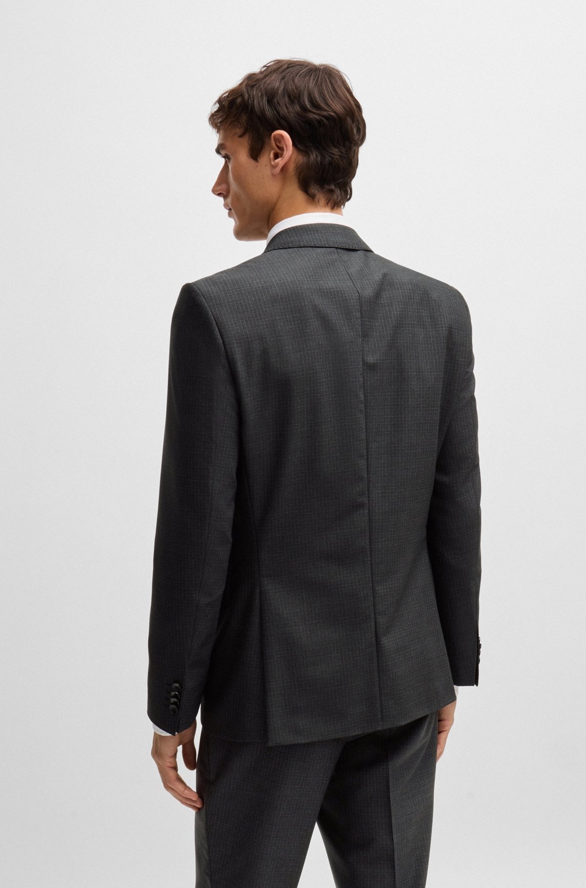 SLIM-FIT SUIT IN MICRO-PATTERNED WOOL - 3
