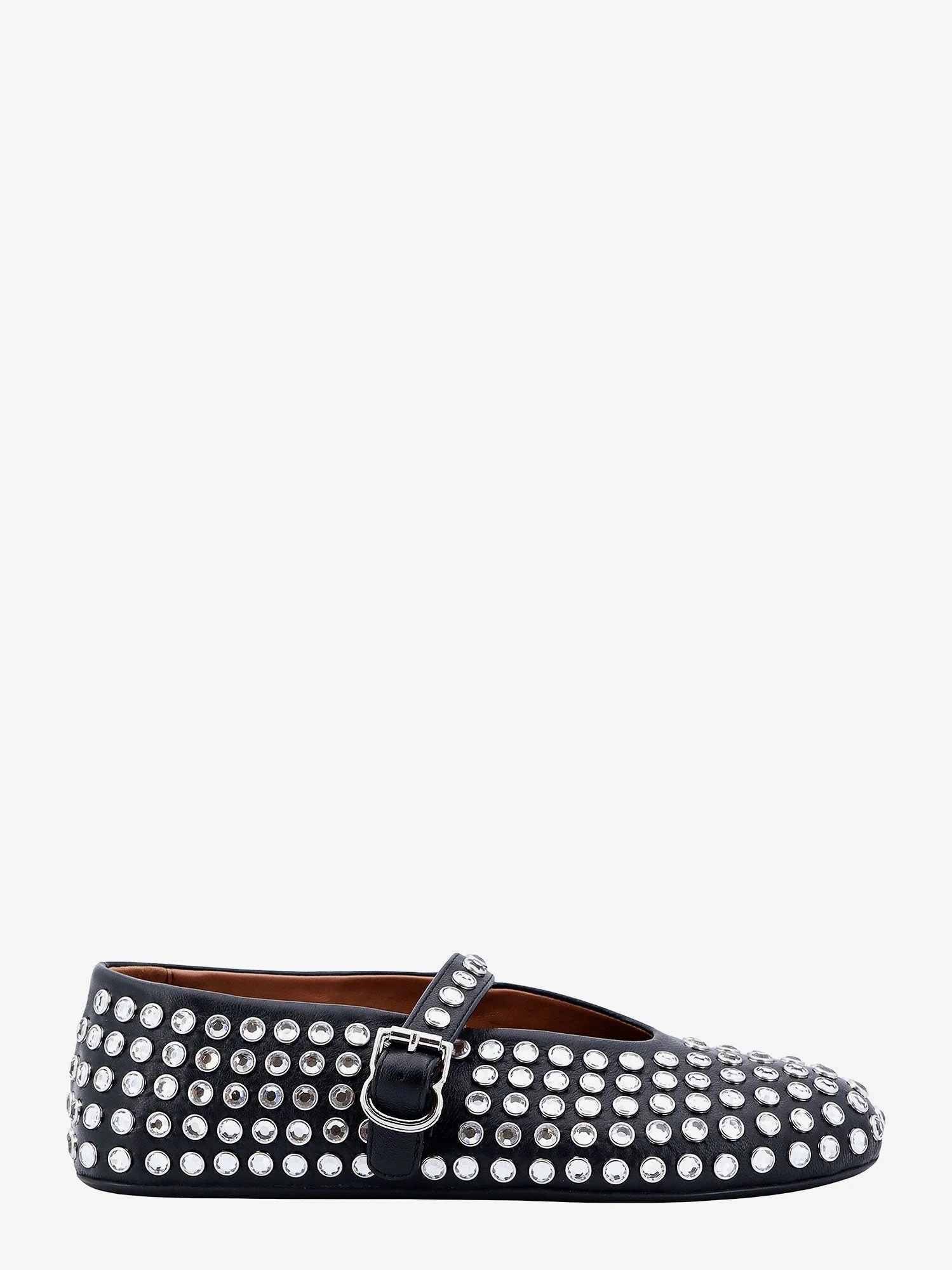 Alaia Leather Ballet Flats With Rhinestones - 1